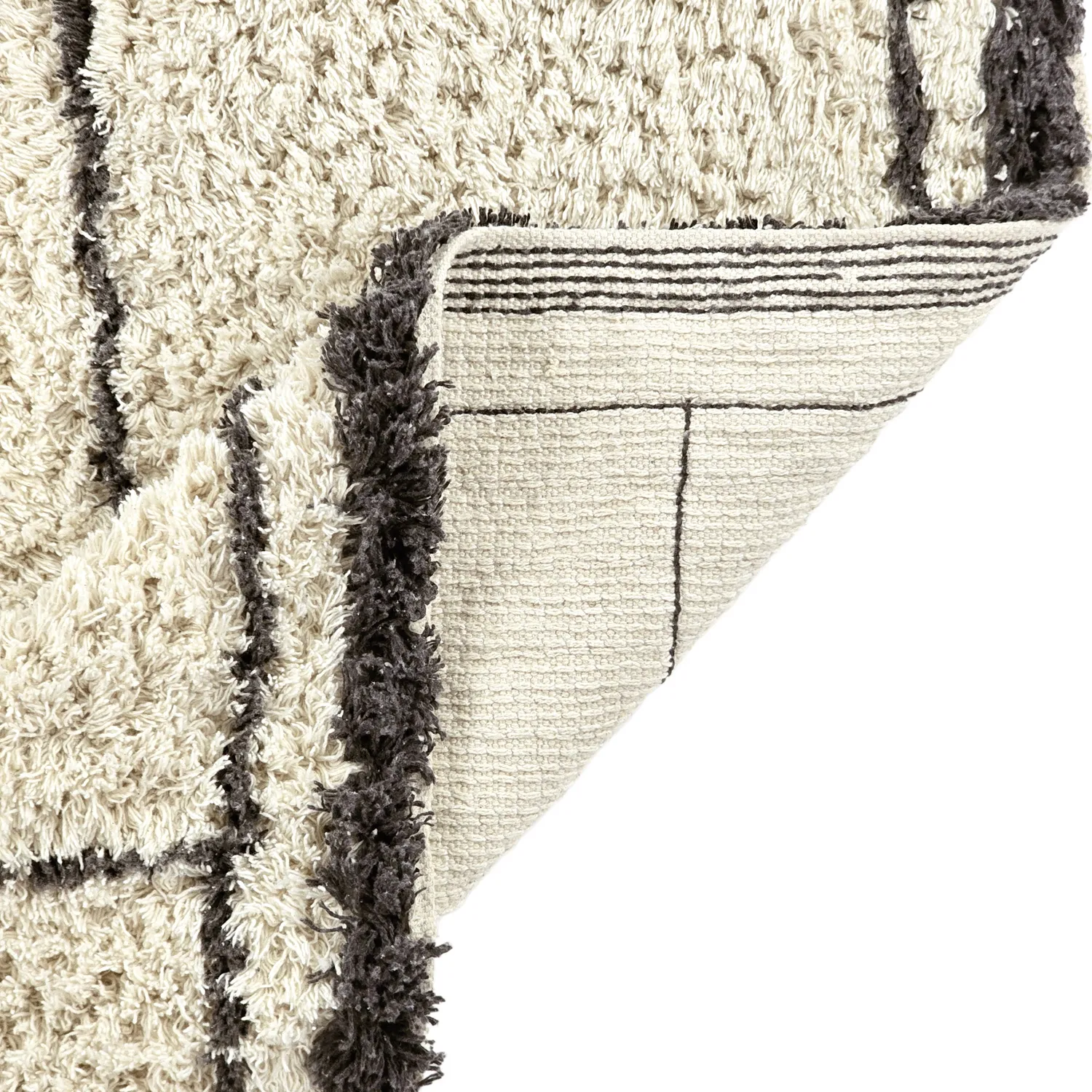 Shaggy rugs - Lana Natural Cotton Shaggy (creme/dark grey)