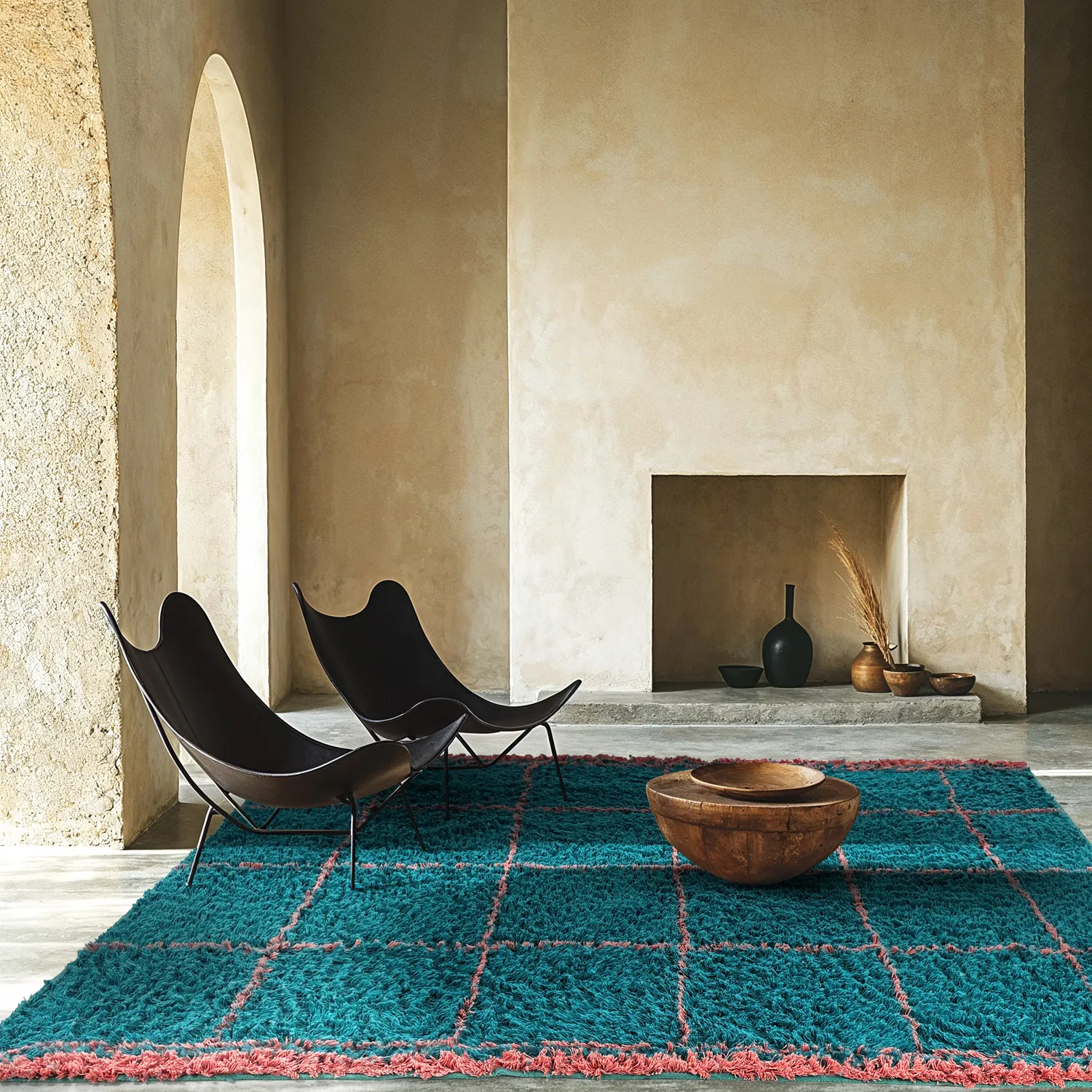 Shaggy rugs - Lana Natural Cotton Shaggy (turquoise/pink)