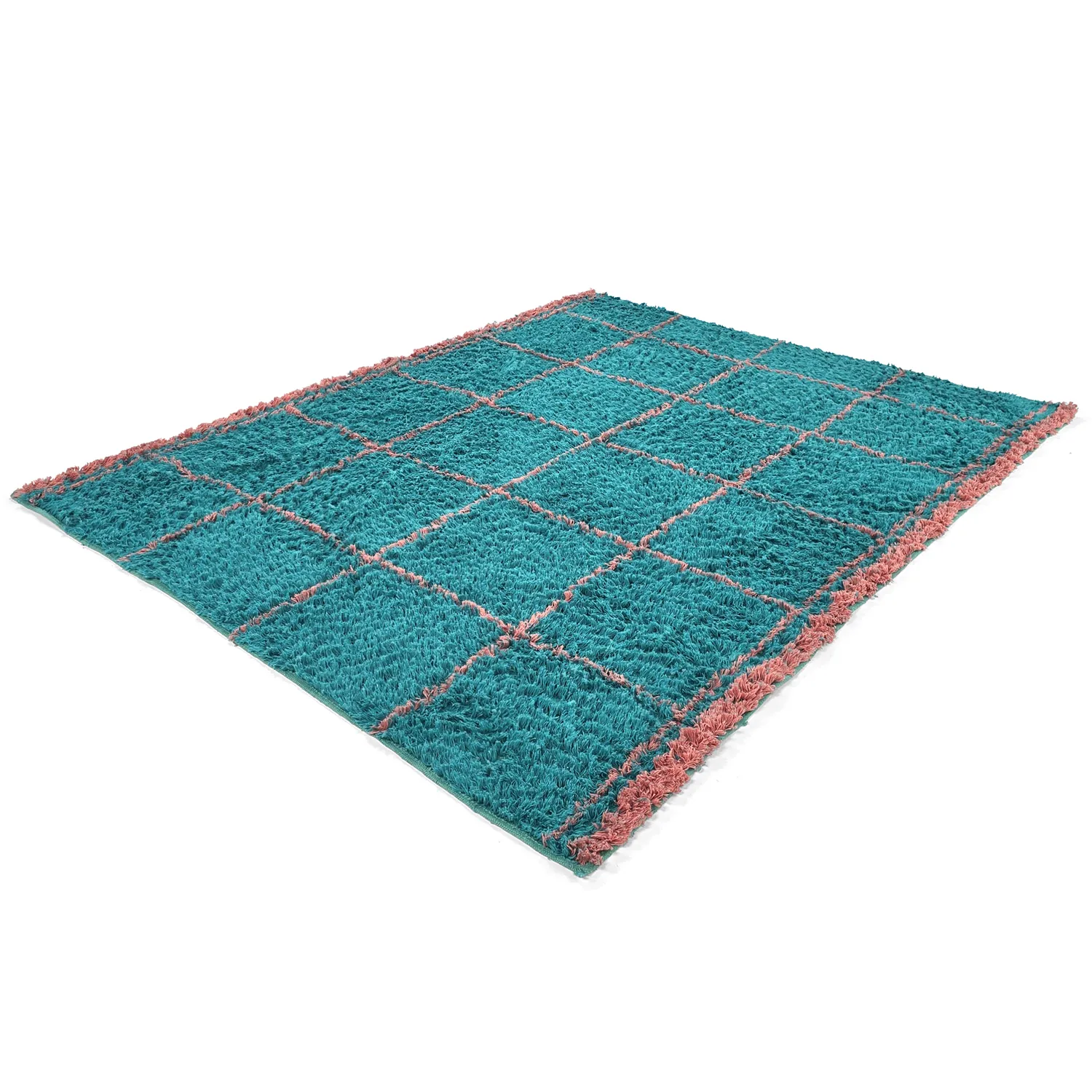 Shaggy rugs - Lana Natural Cotton Shaggy (turquoise/pink)
