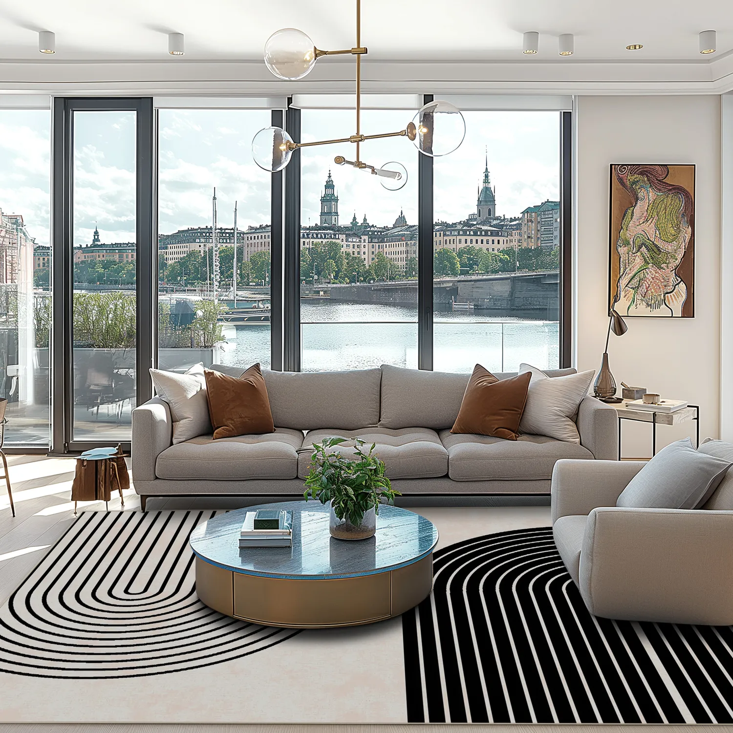 Wilton rug - Lecce (black/beige)