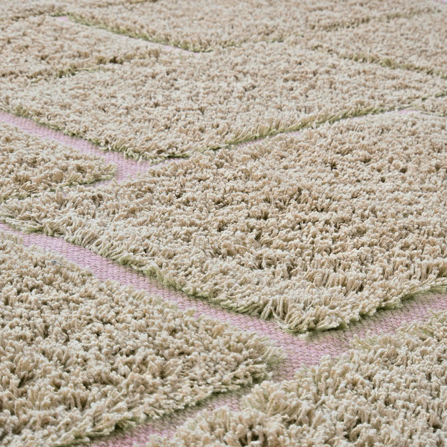 Shaggy rugs - Lindley Natural Cotton Shaggy (beige/pink)