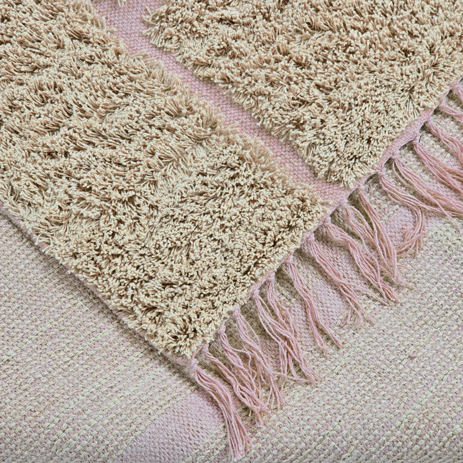 Shaggy rugs - Lindley Natural Cotton Shaggy (beige/pink)