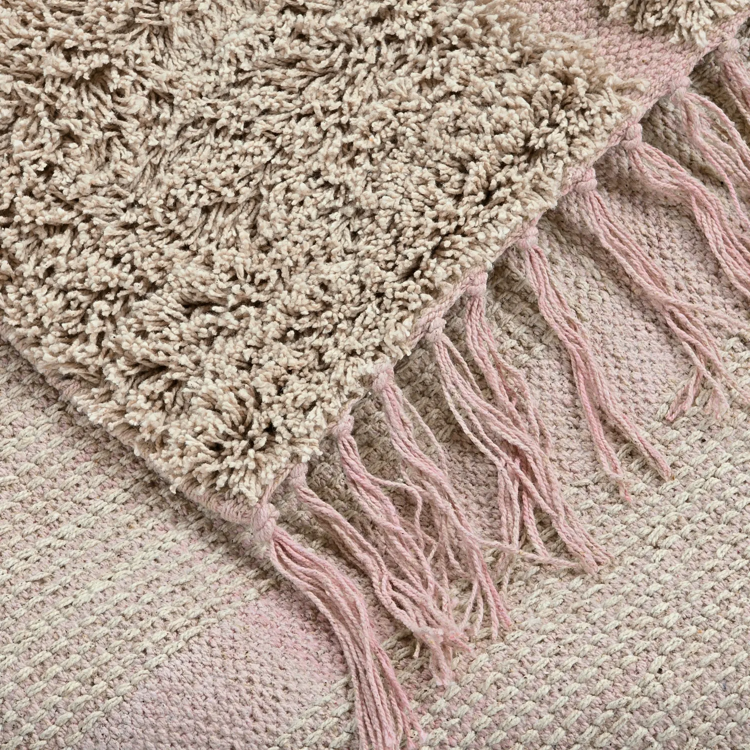 Shaggy rugs - Lindley Natural Cotton Shaggy (beige/pink)
