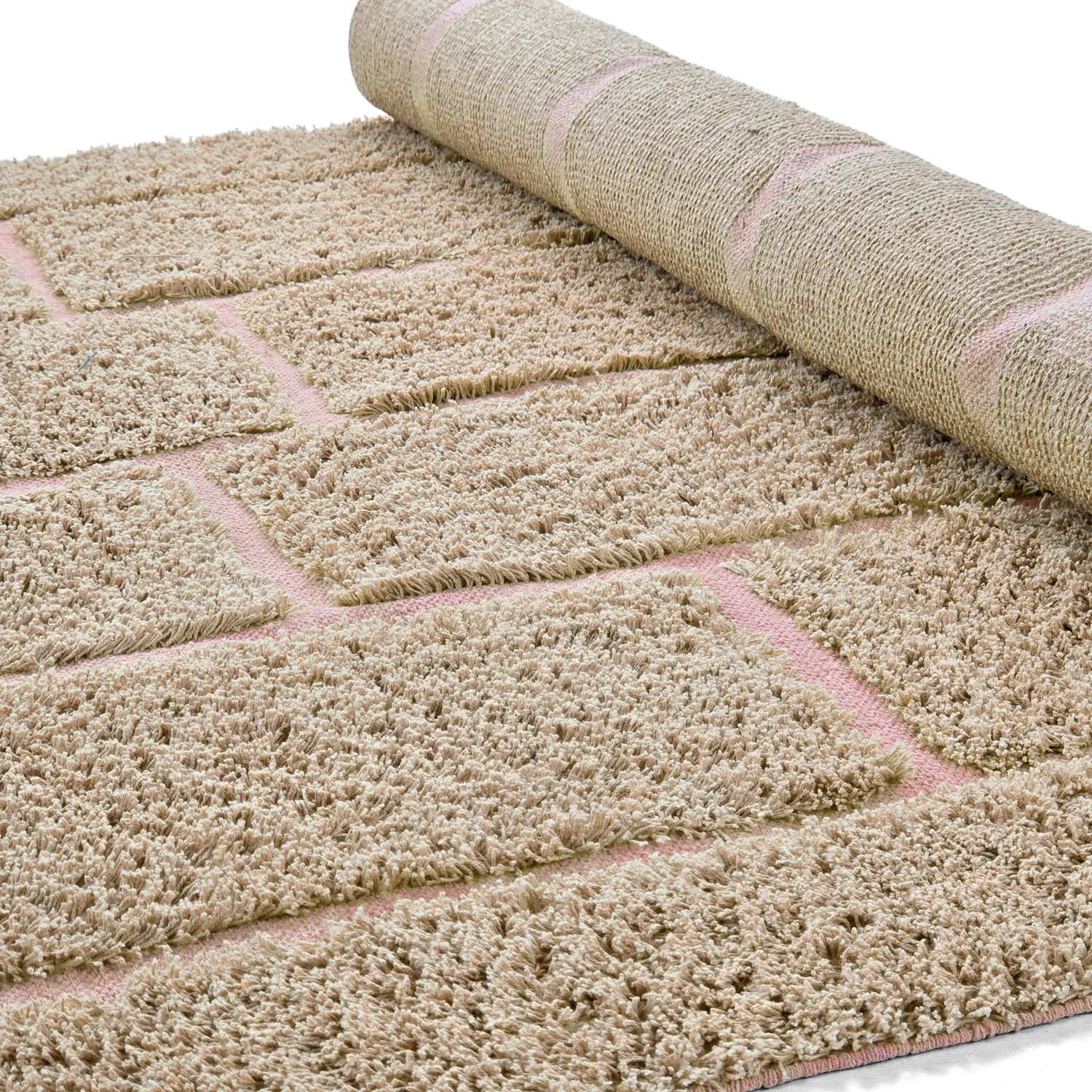 Shaggy rugs - Lindley Natural Cotton Shaggy (beige/pink)