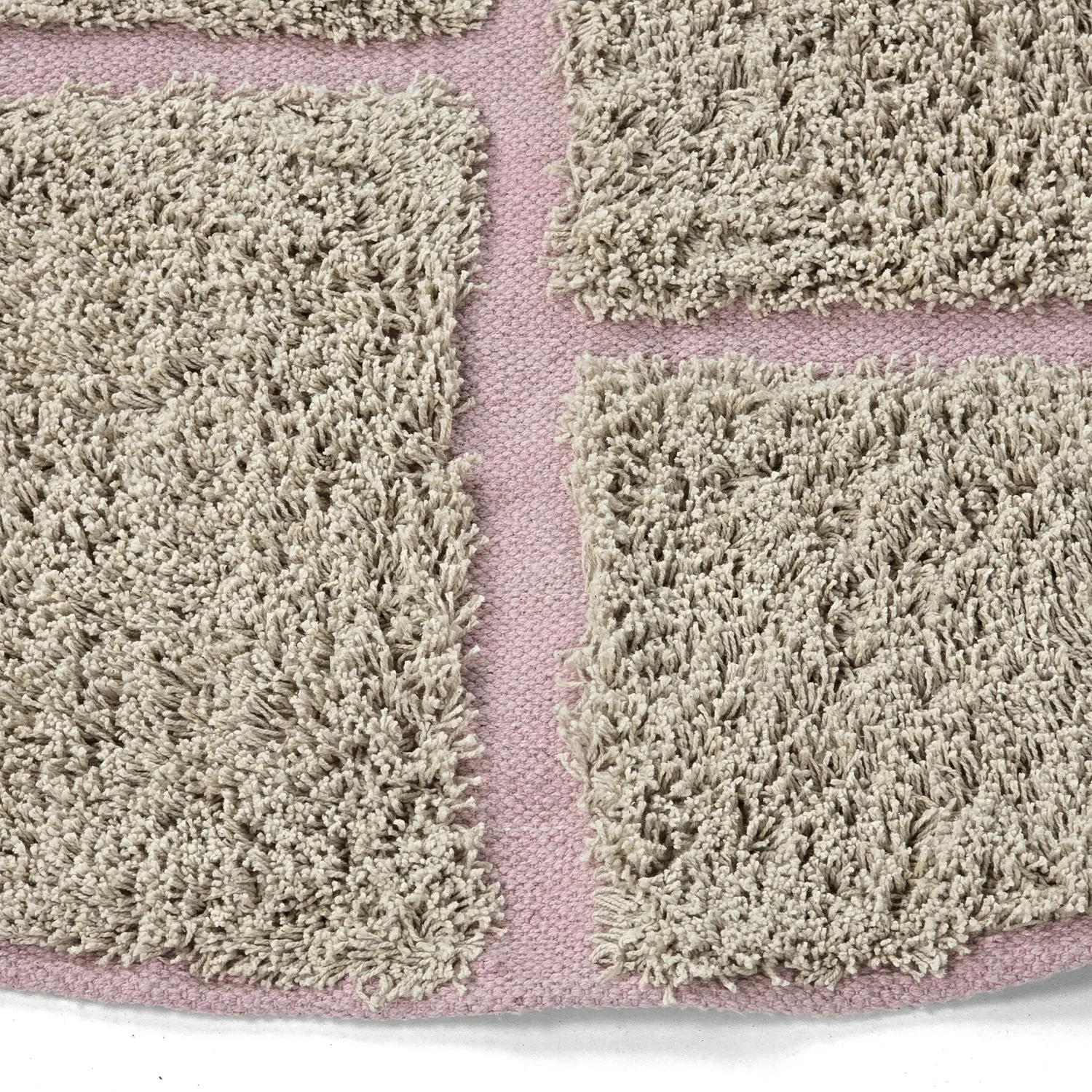Round rug - Lindley Natural Cotton Shaggy (beige/pink)