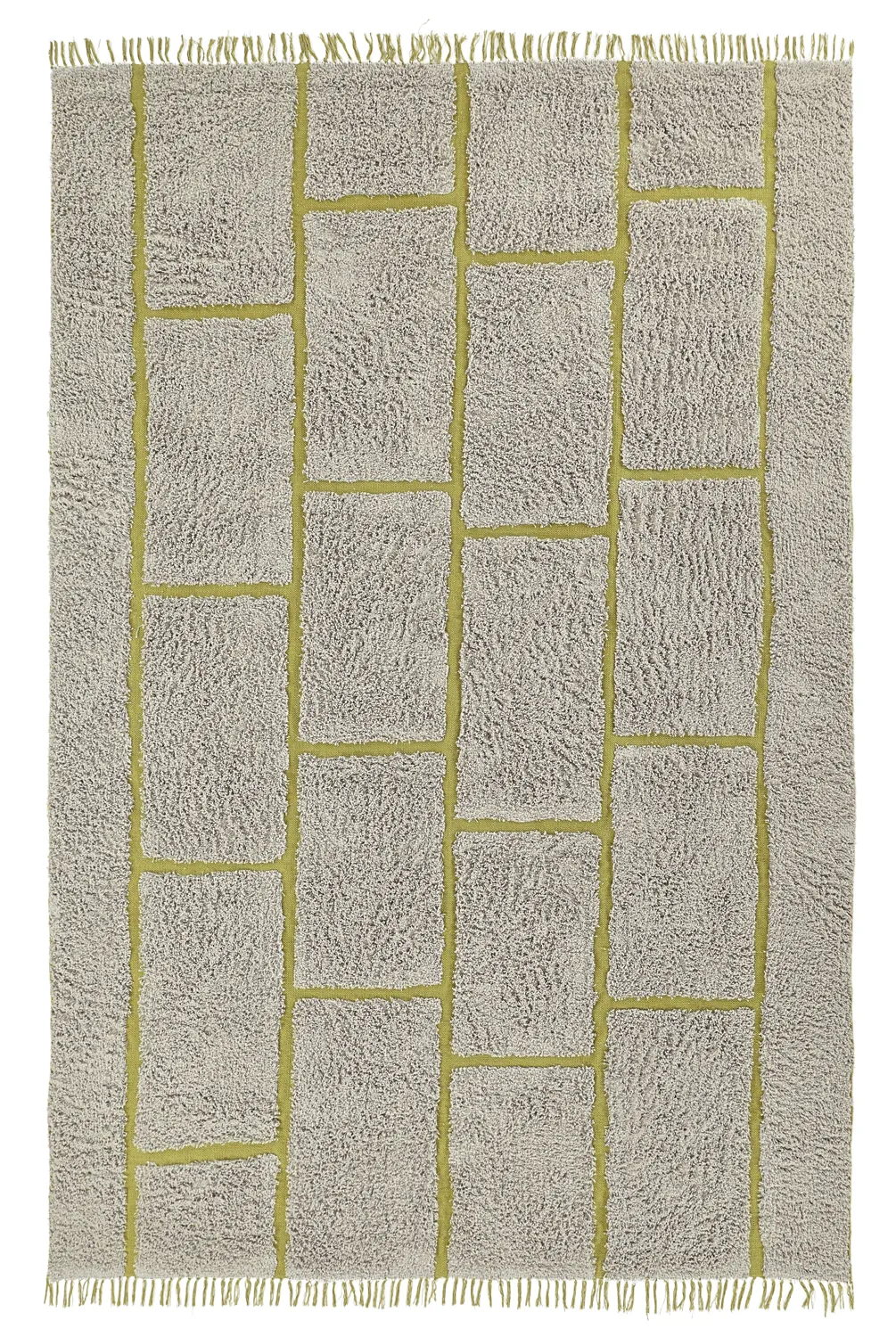 Shaggy rugs - Lindley Natural Cotton Shaggy (greige/green)
