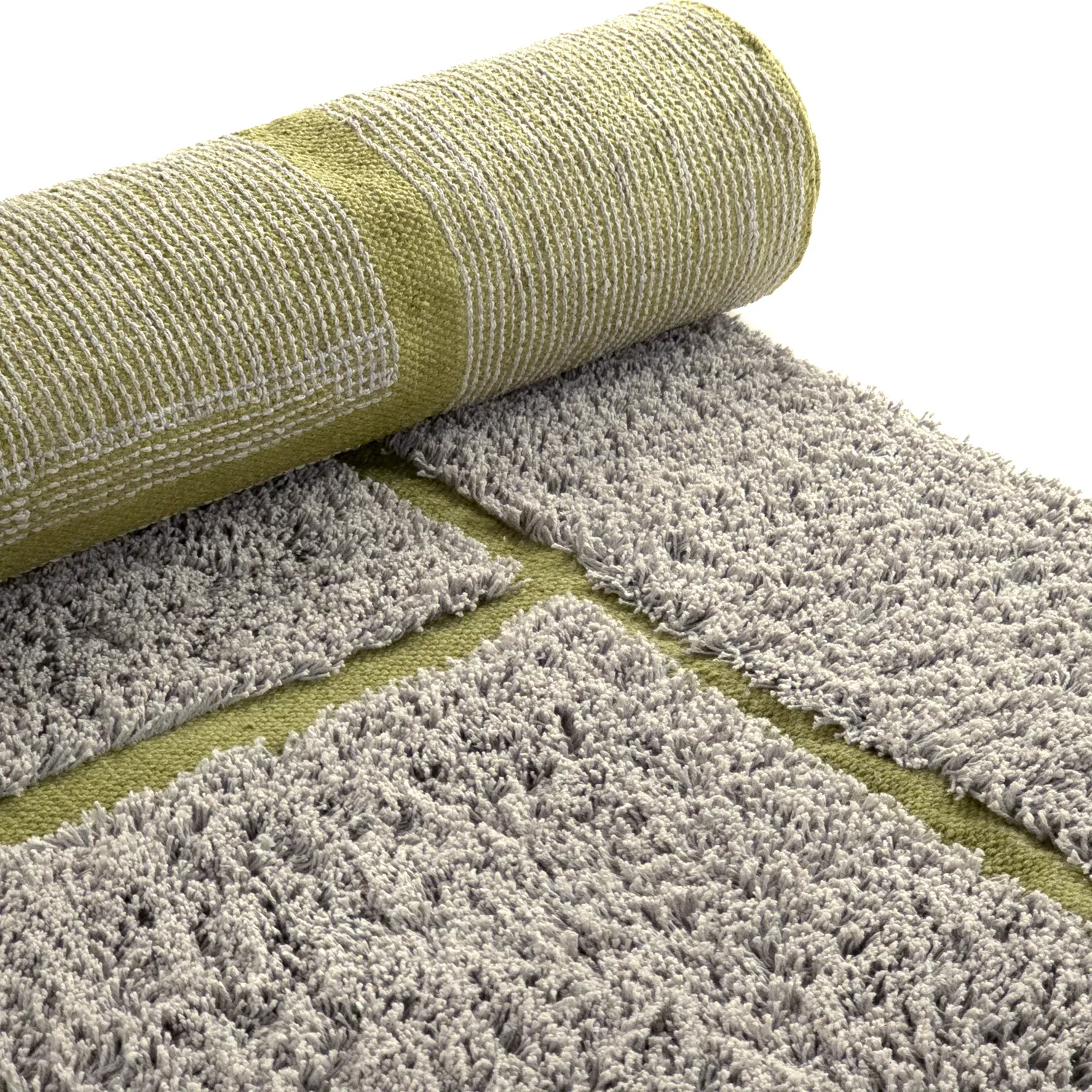 Shaggy rugs - Lindley Natural Cotton Shaggy (greige/green)