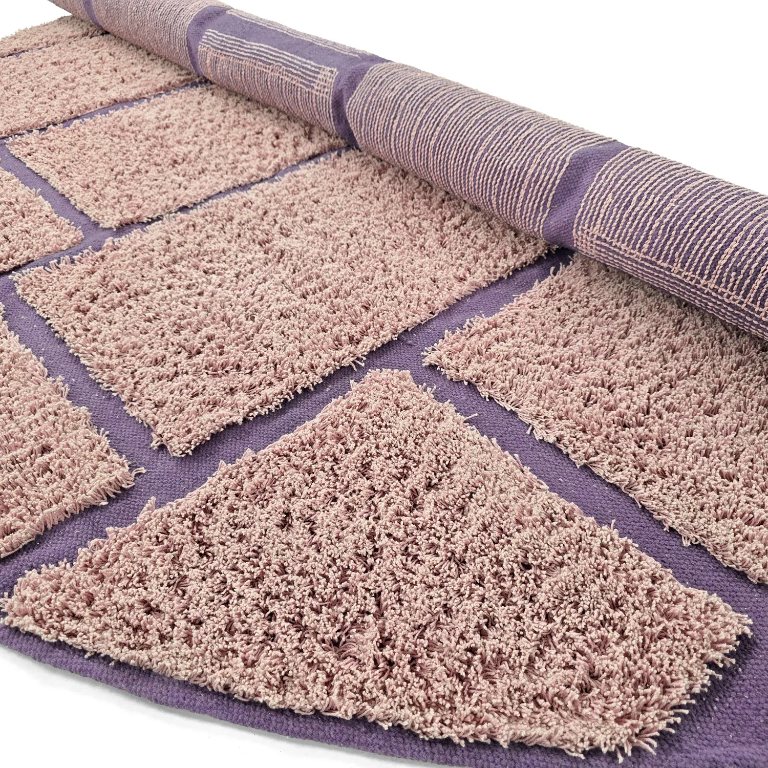 Round rug - Lindley Natural Cotton Shaggy (pink/purple)