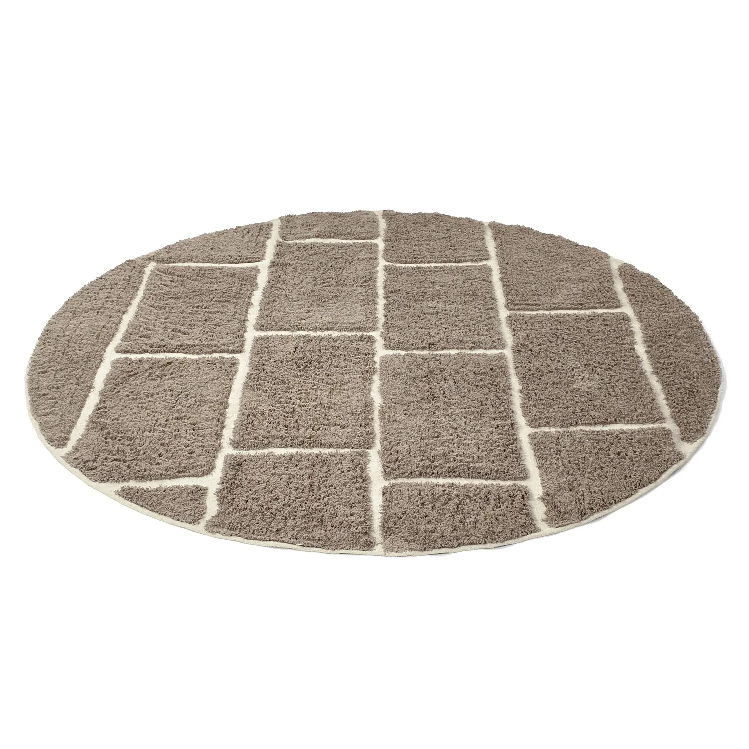 Round rug - Lindley Natural Cotton Shaggy (taupe/grey)