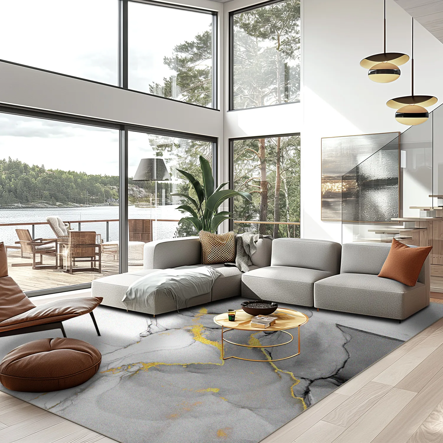 Wilton rug - Manilva (grey/white/gold)