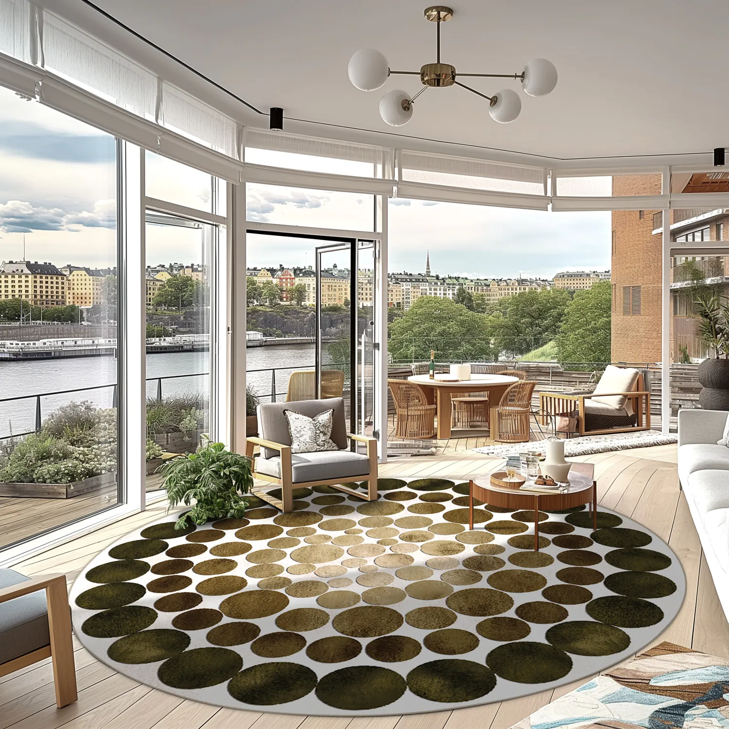 Round rug - Marineo (brown/green)