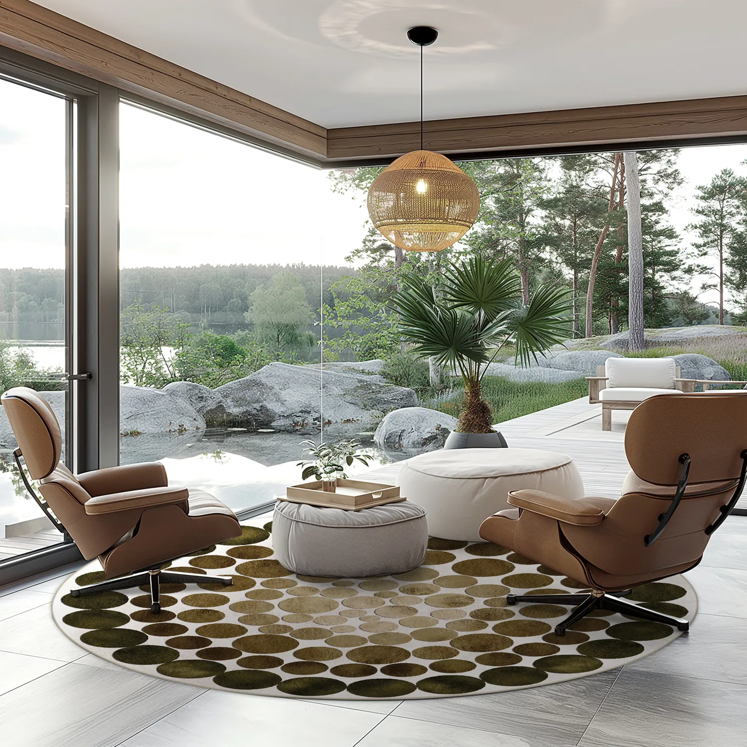 Round rug - Marineo (brown/green)
