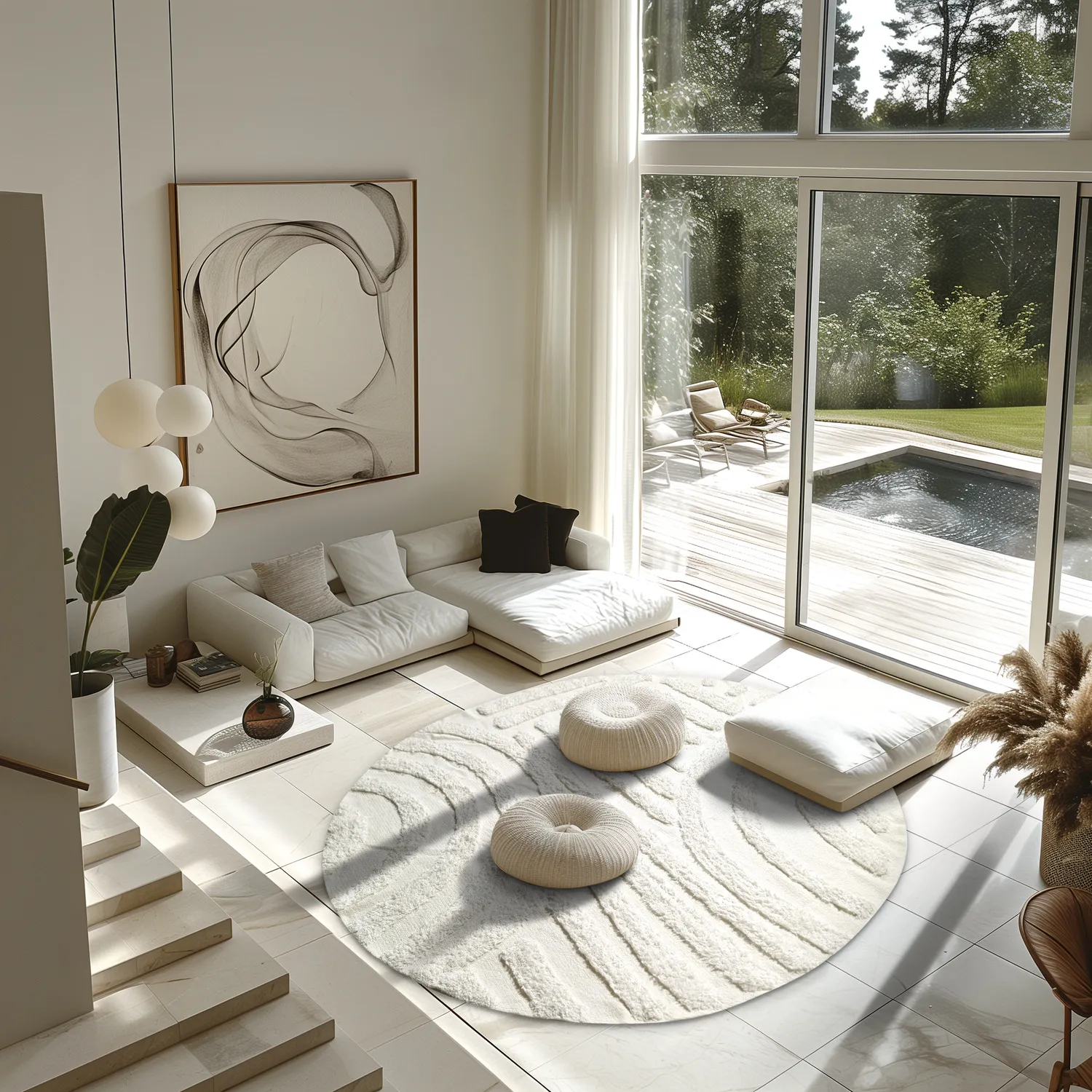Round rug - Margo Natural Cotton Shaggy (offwhite)
