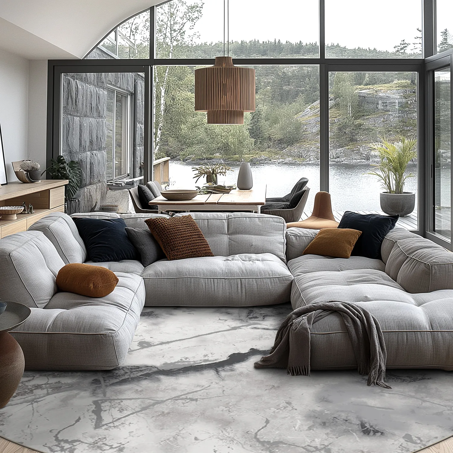 Round rug - Mermer (grey/white)