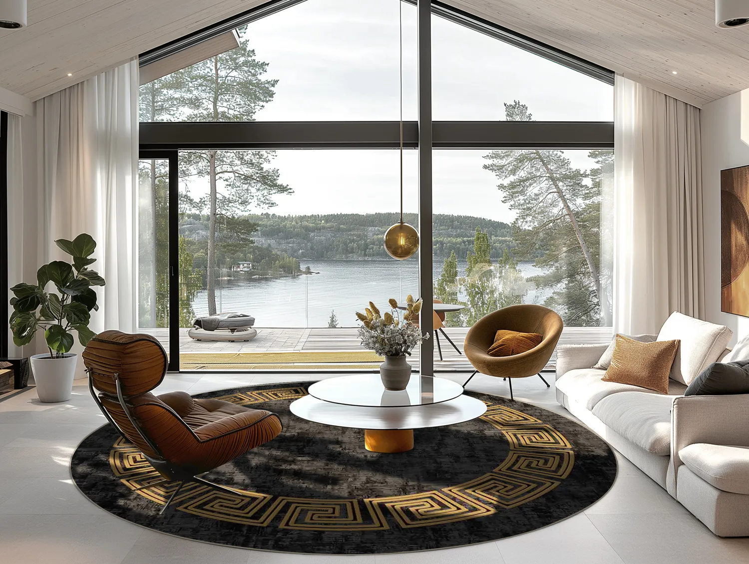 Round rug - Myra (black/gold)