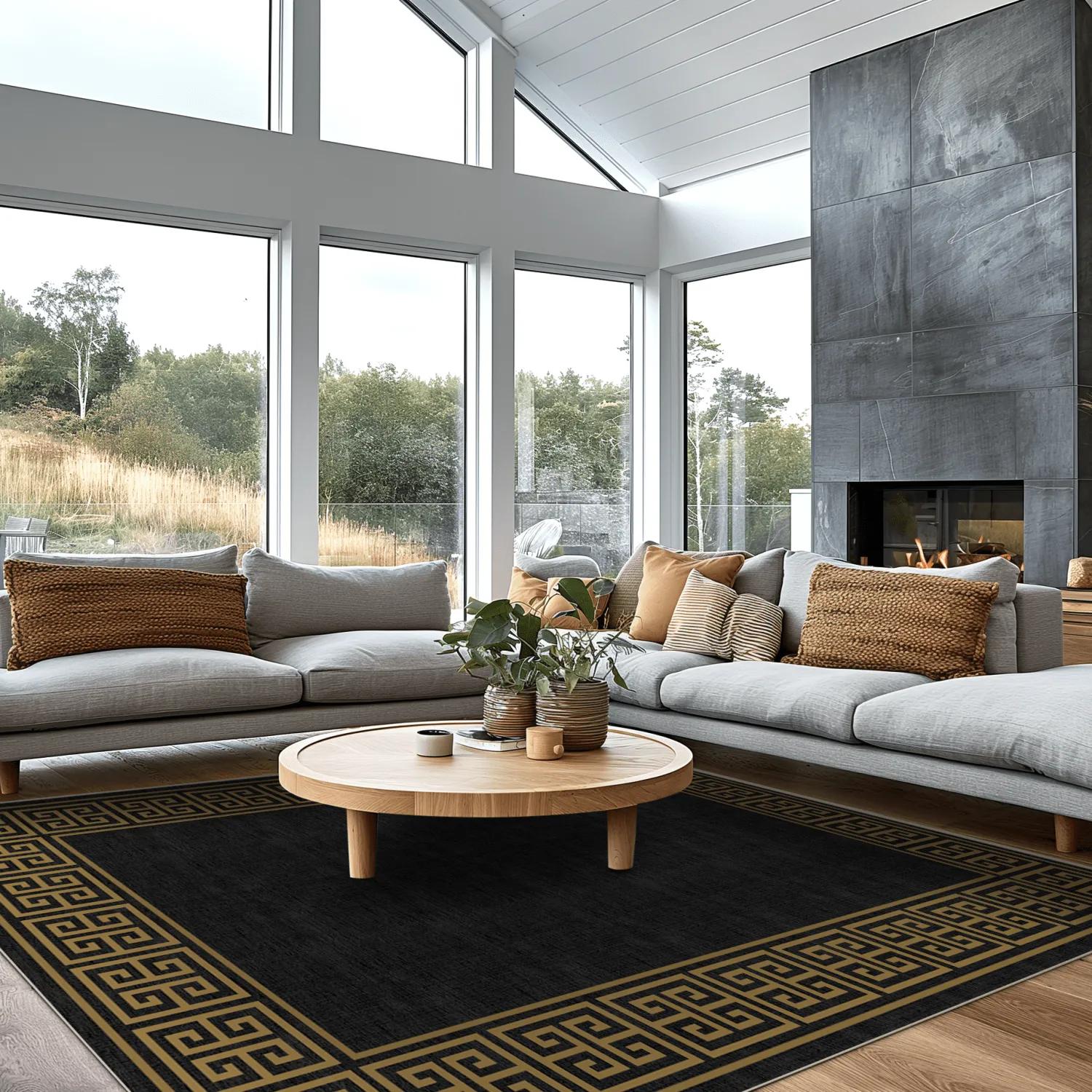 Wilton rug - Myra (black/gold)