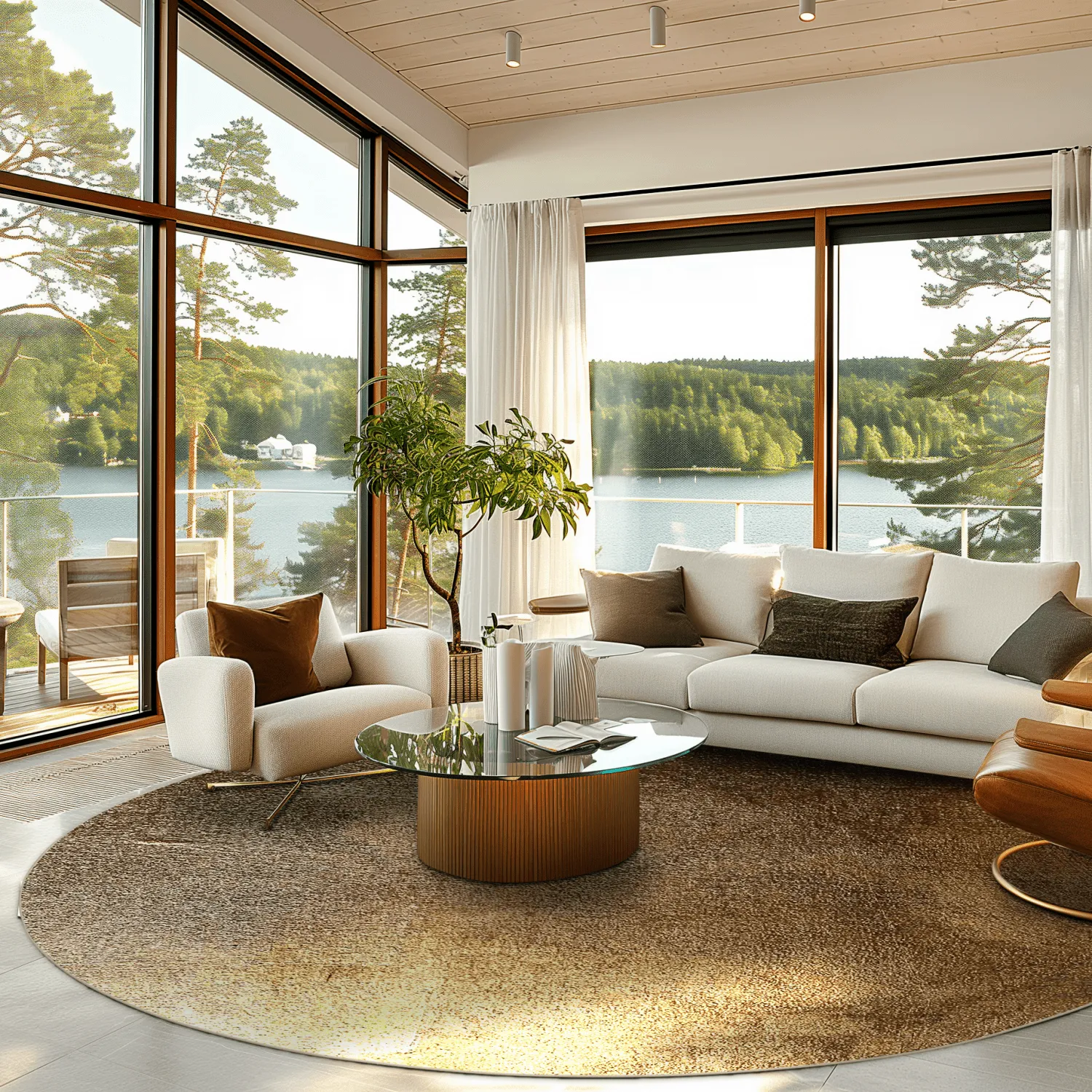 Round rug - Oristano (brown/gold)