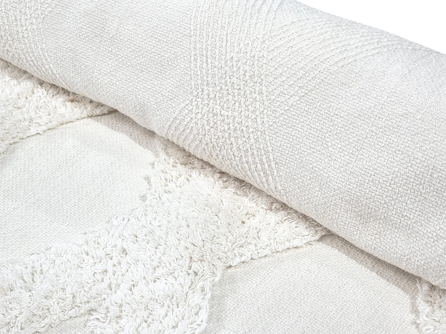 Round rug - Pamplona Natural Cotton Shaggy (offwhite)