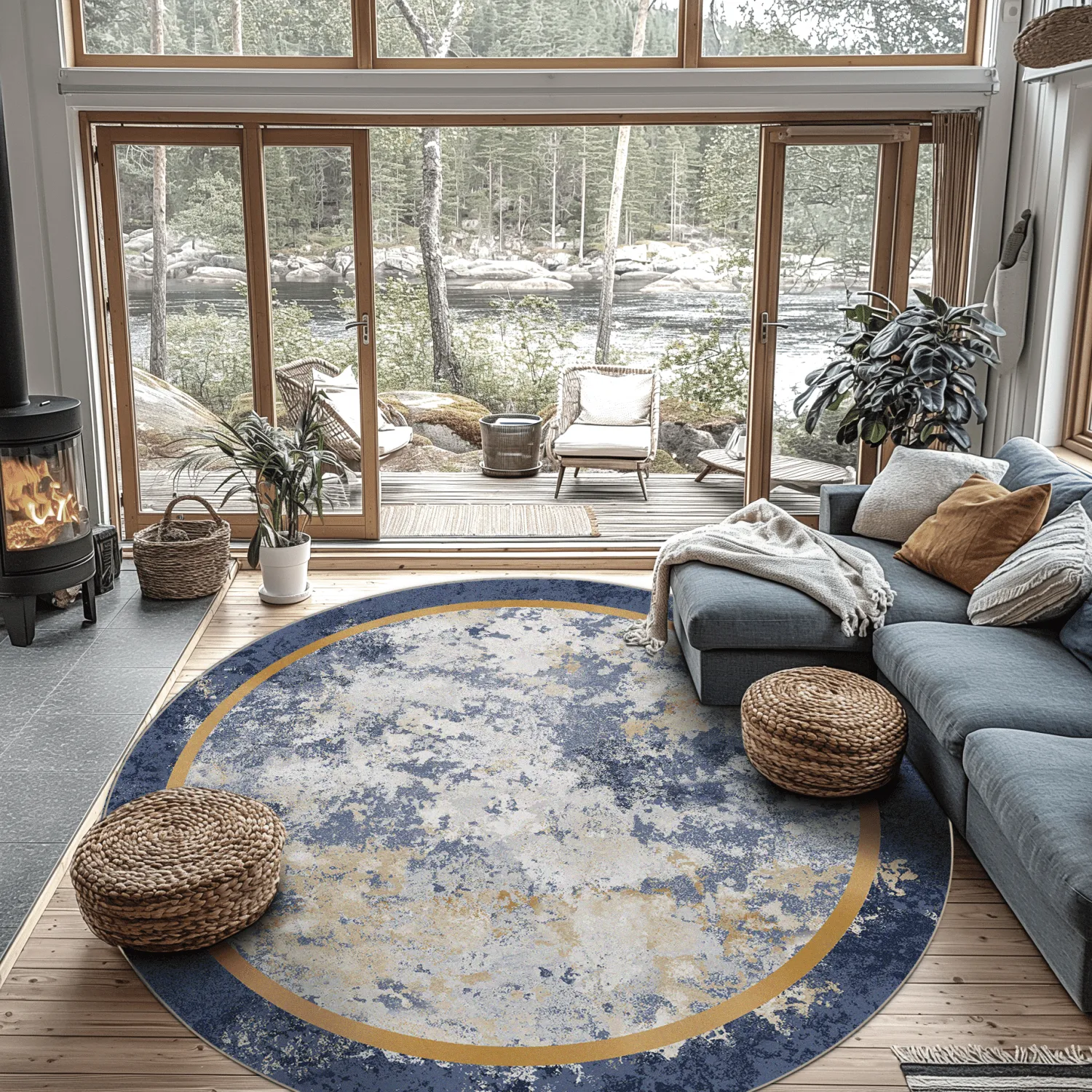 Round rug - Peri (blue/multi)