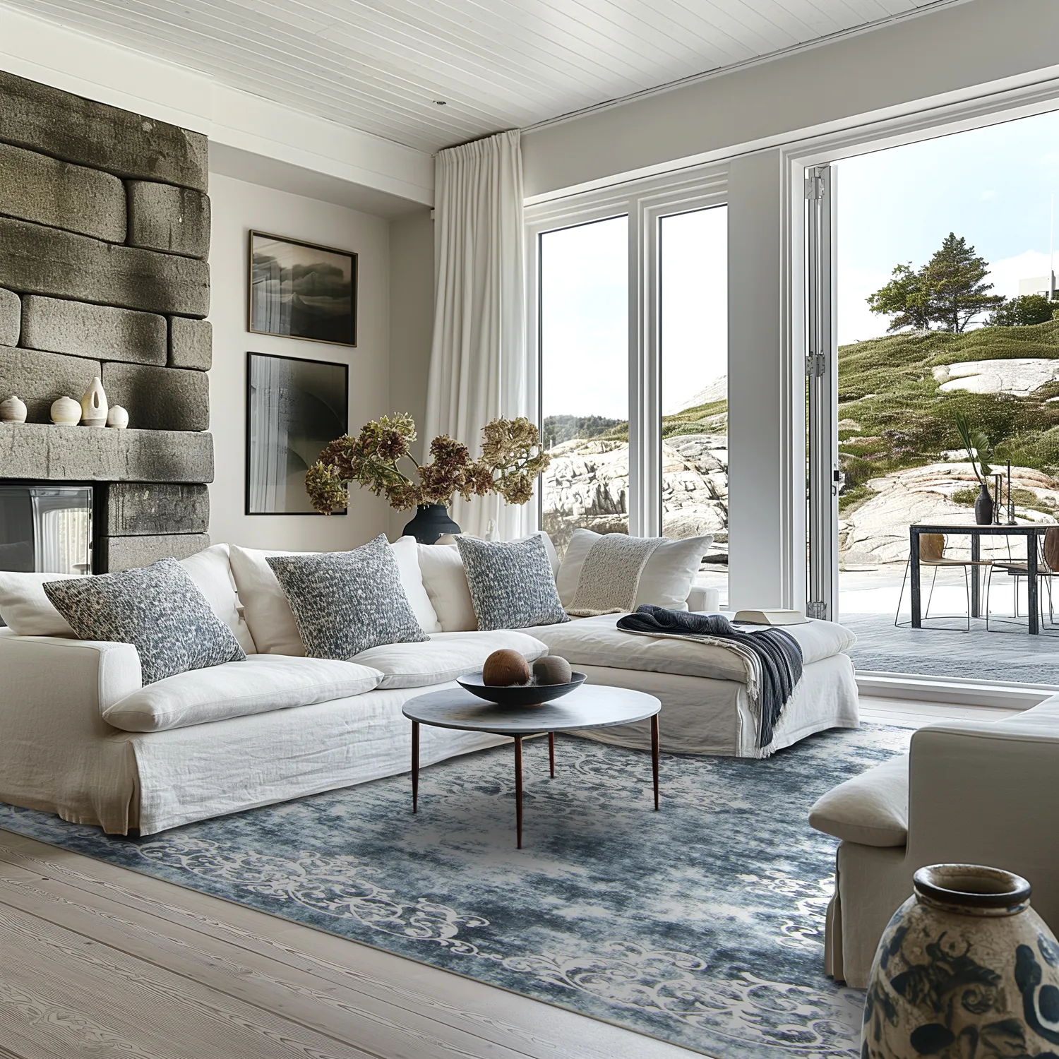 Wilton rug - Santi (bluish grey/white)