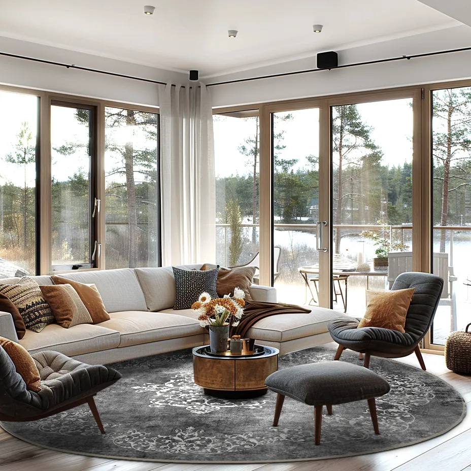 Round rug - Santi (dark grey/white)
