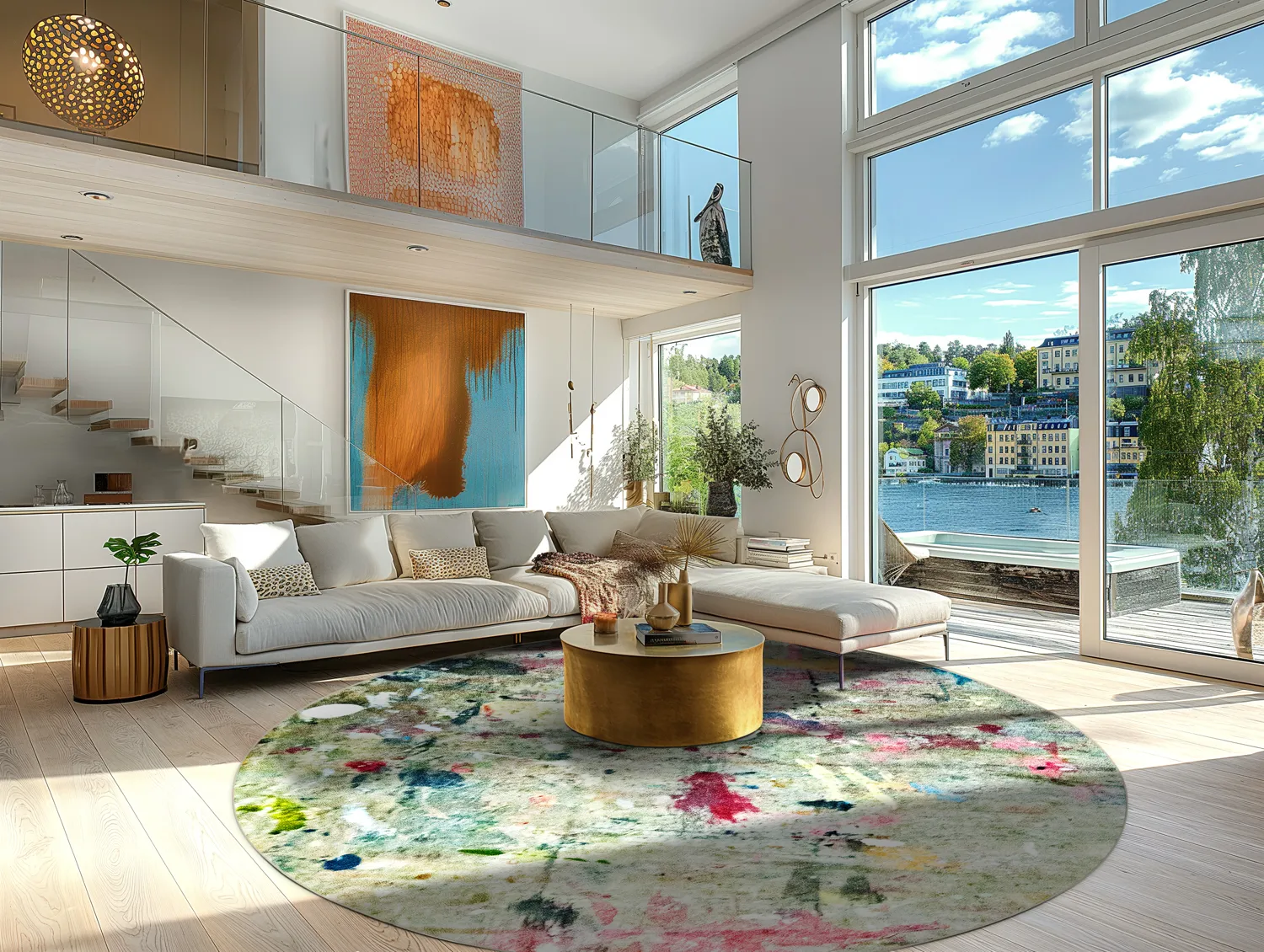 Round rug - Satriano (grey/multi)