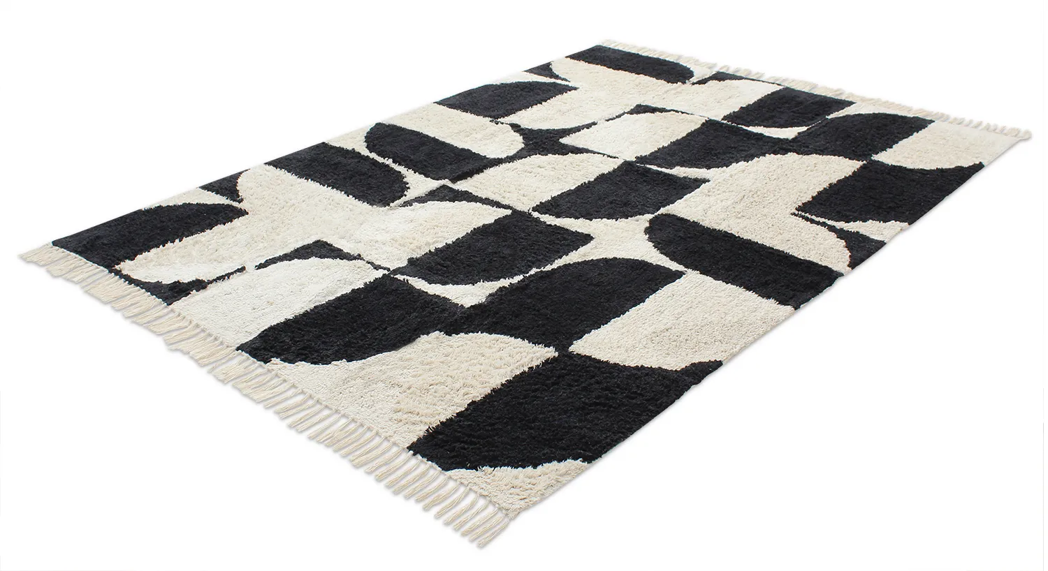 Shaggy rugs - Siberia Natural Cotton Shaggy (offwhite/black)