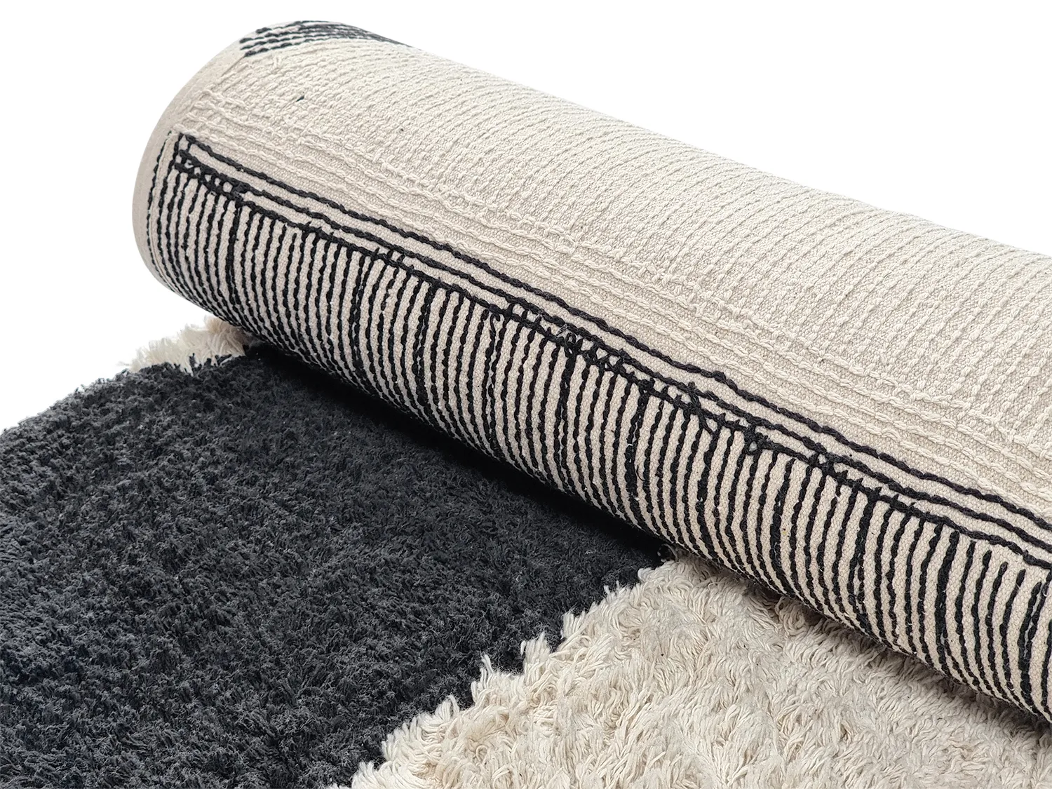Shaggy rugs - Siberia Natural Cotton Shaggy (offwhite/black)