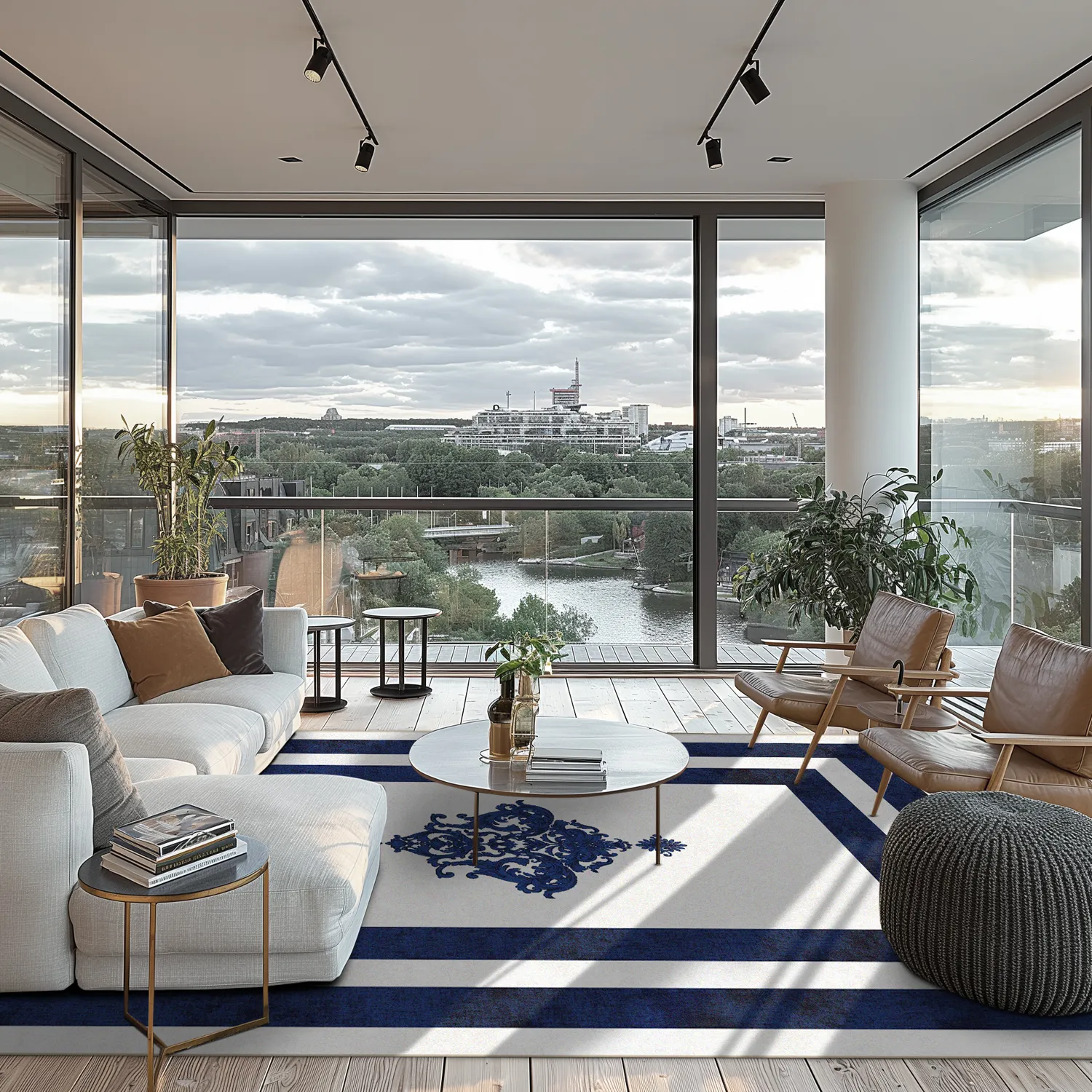 Wilton rug - Soros (blue/white)