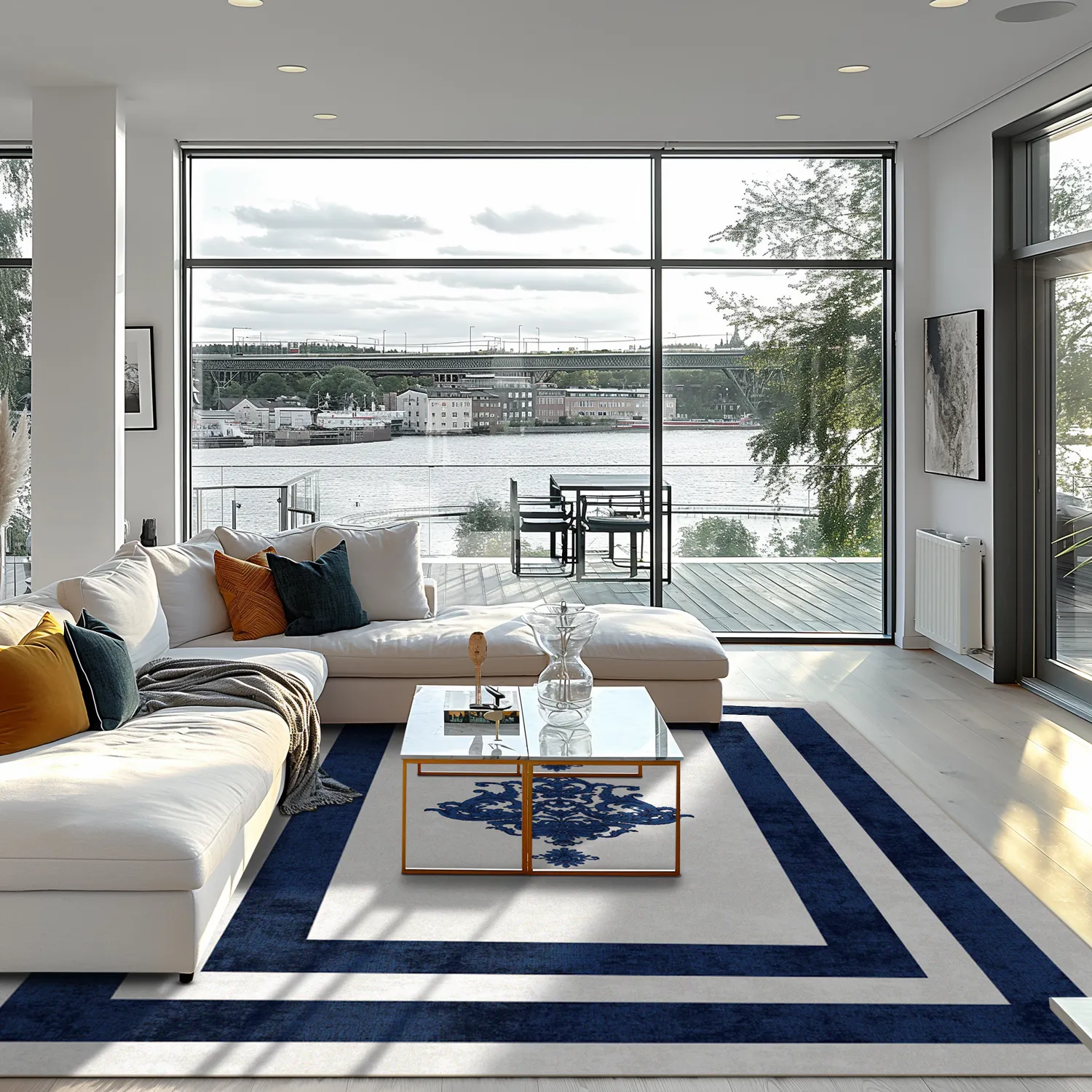 Wilton rug - Soros (blue/white)