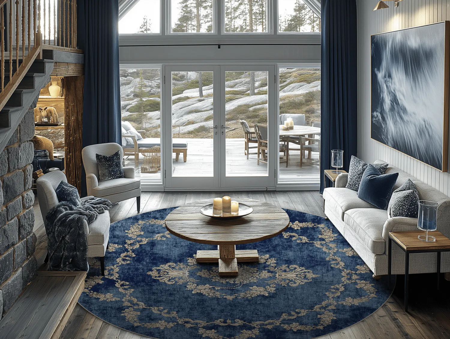Round rug - Taknis (blue)