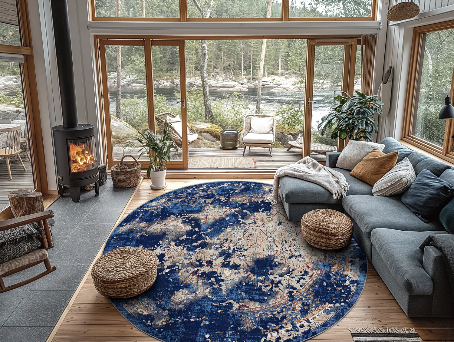 Round rug - Temima (blue)