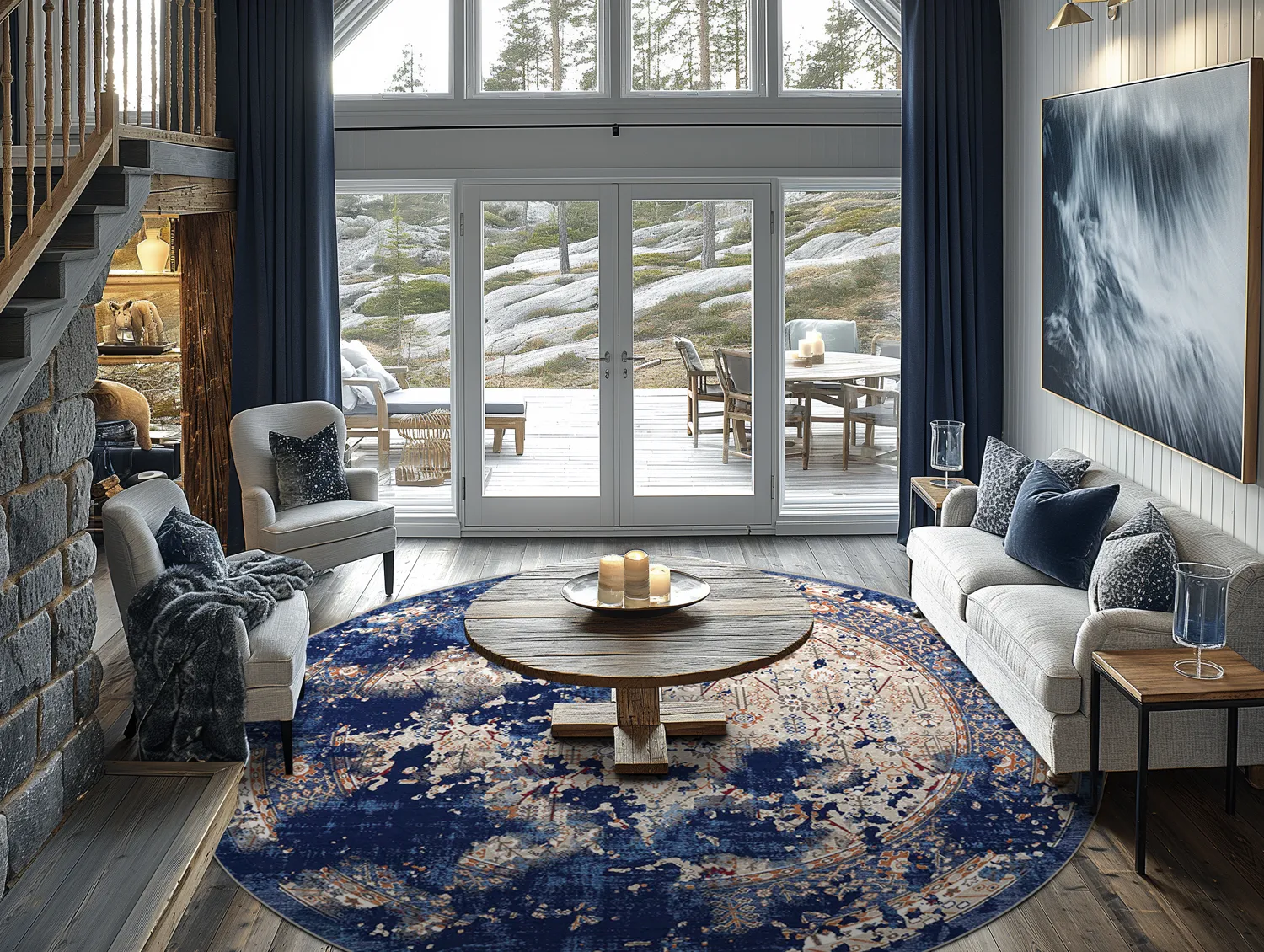Round rug - Temima (blue)