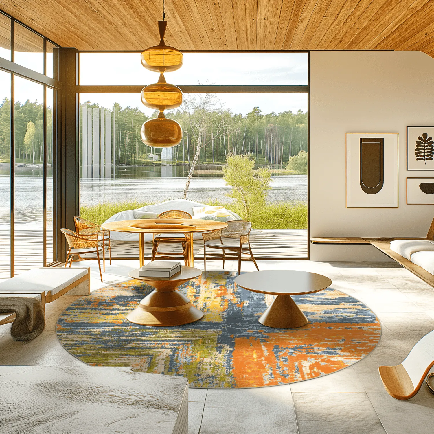 Round rug - Tizzano (orange/multi)