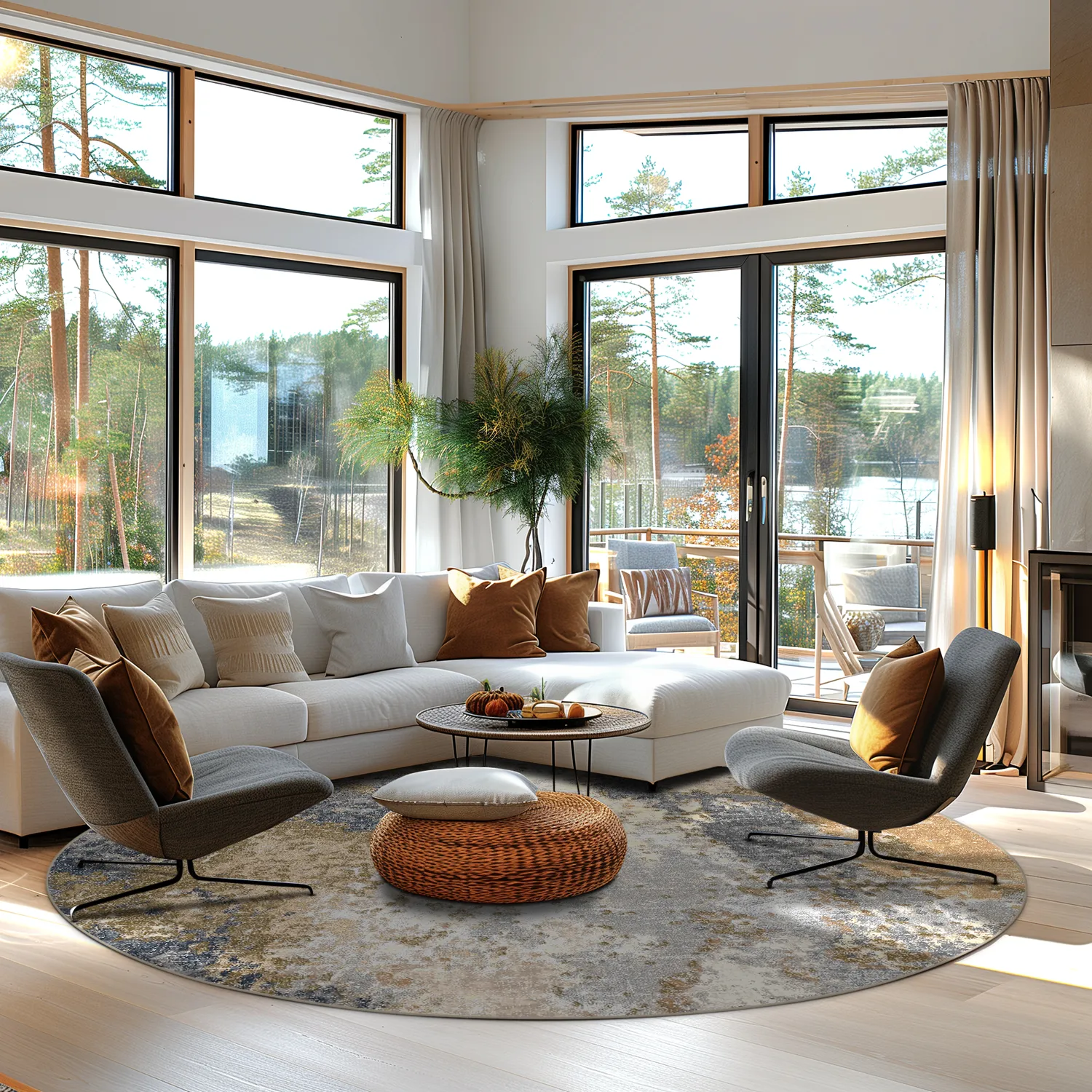 Round rug - Travale (grey/multi)