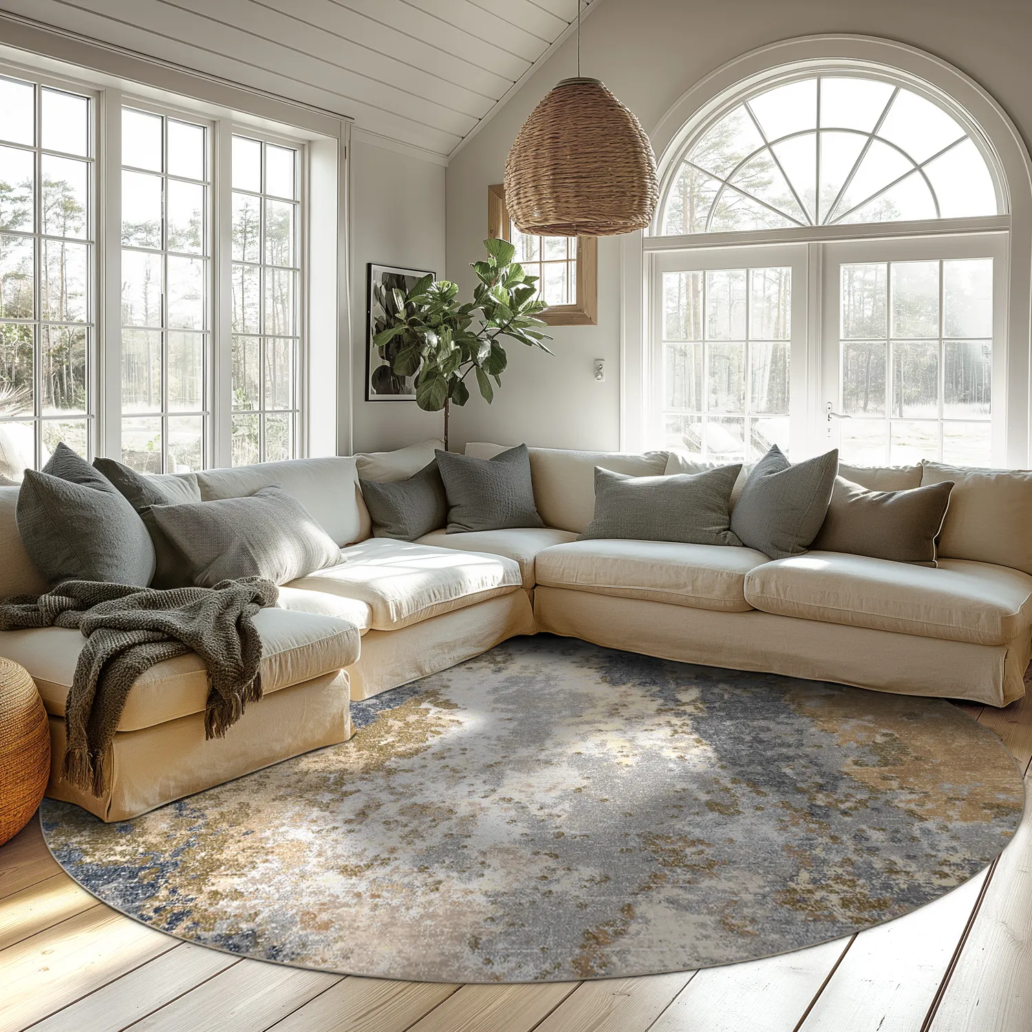 Round rug - Travale (grey/multi)