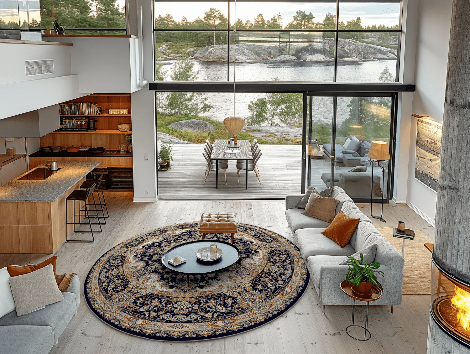 Round rug - Vakifli (black/multi)