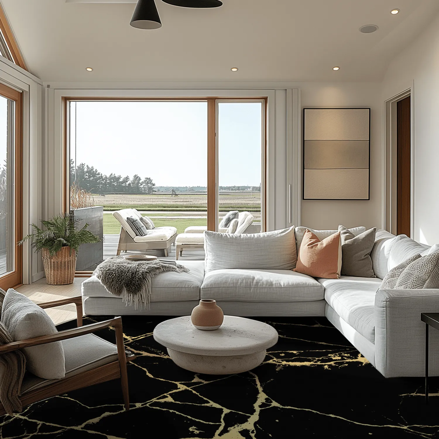 Round rug - Vieste (black/gold)