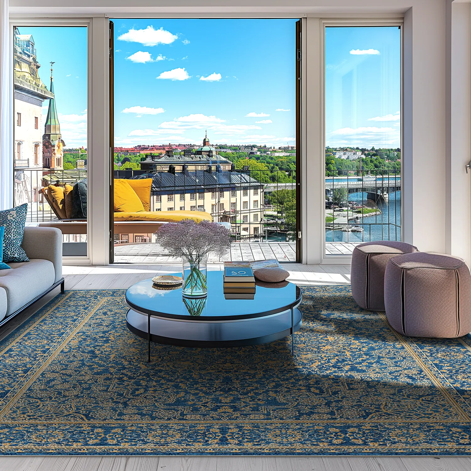 Wilton rug - Vinadio (blue/gold)