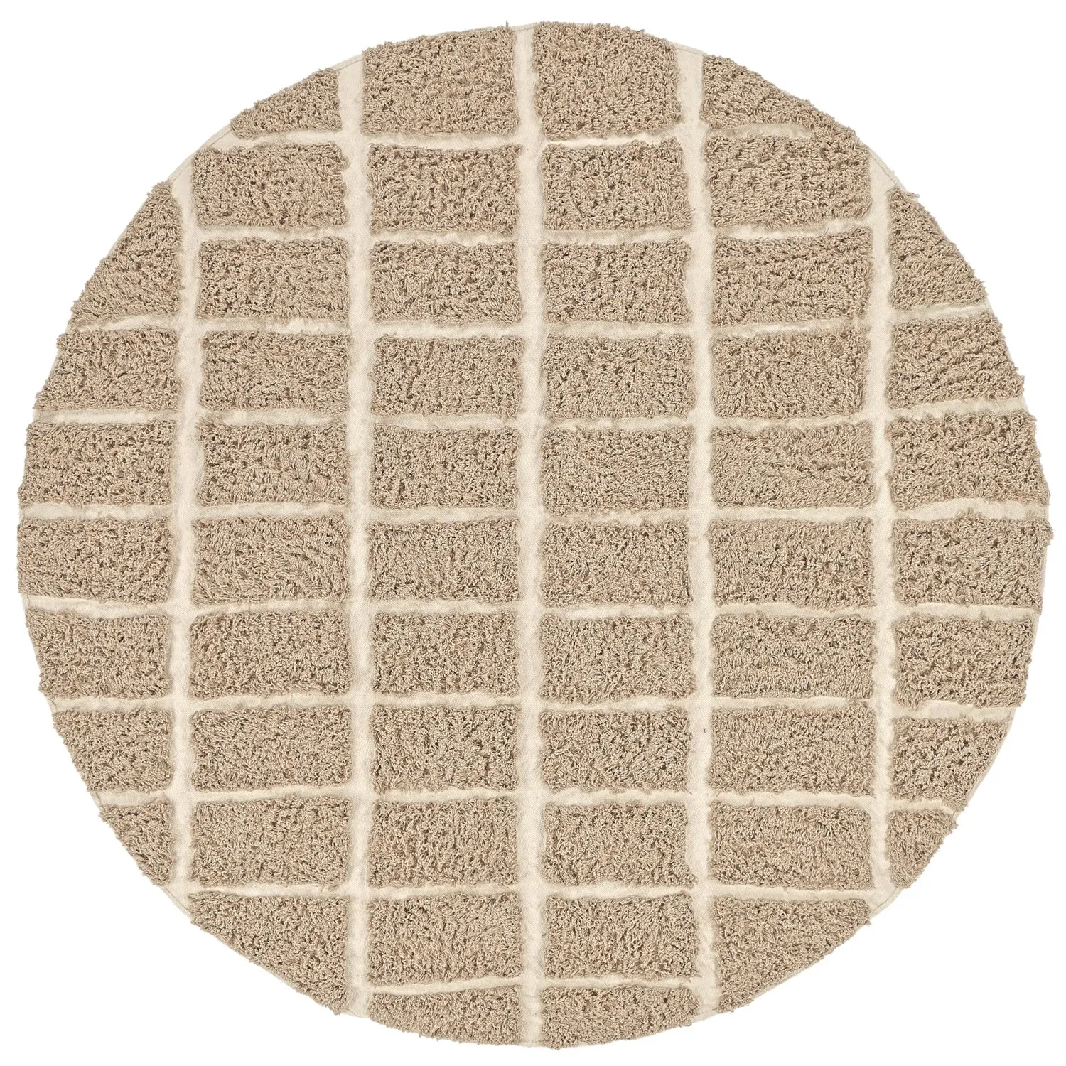 Round rug - Zola Natural Cotton Shaggy (beige)