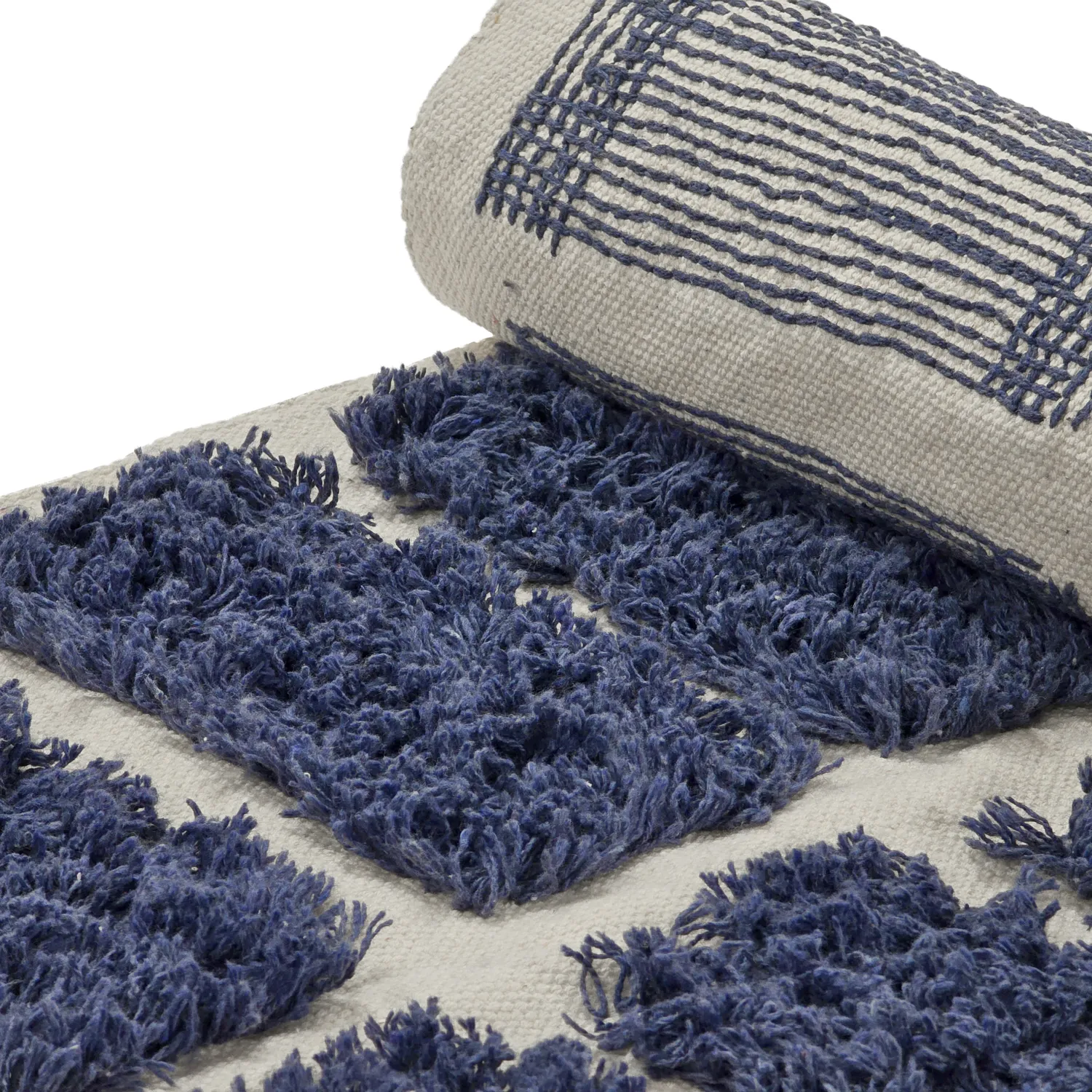Shaggy rugs - Zola Natural Cotton Shaggy (blue)