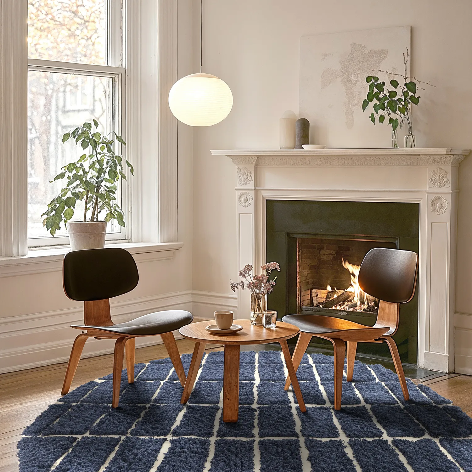 Round rug - Zola Natural Cotton Shaggy (blue)