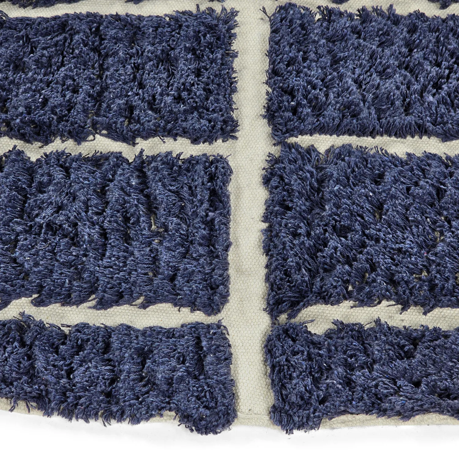 Round rug - Zola Natural Cotton Shaggy (blue)