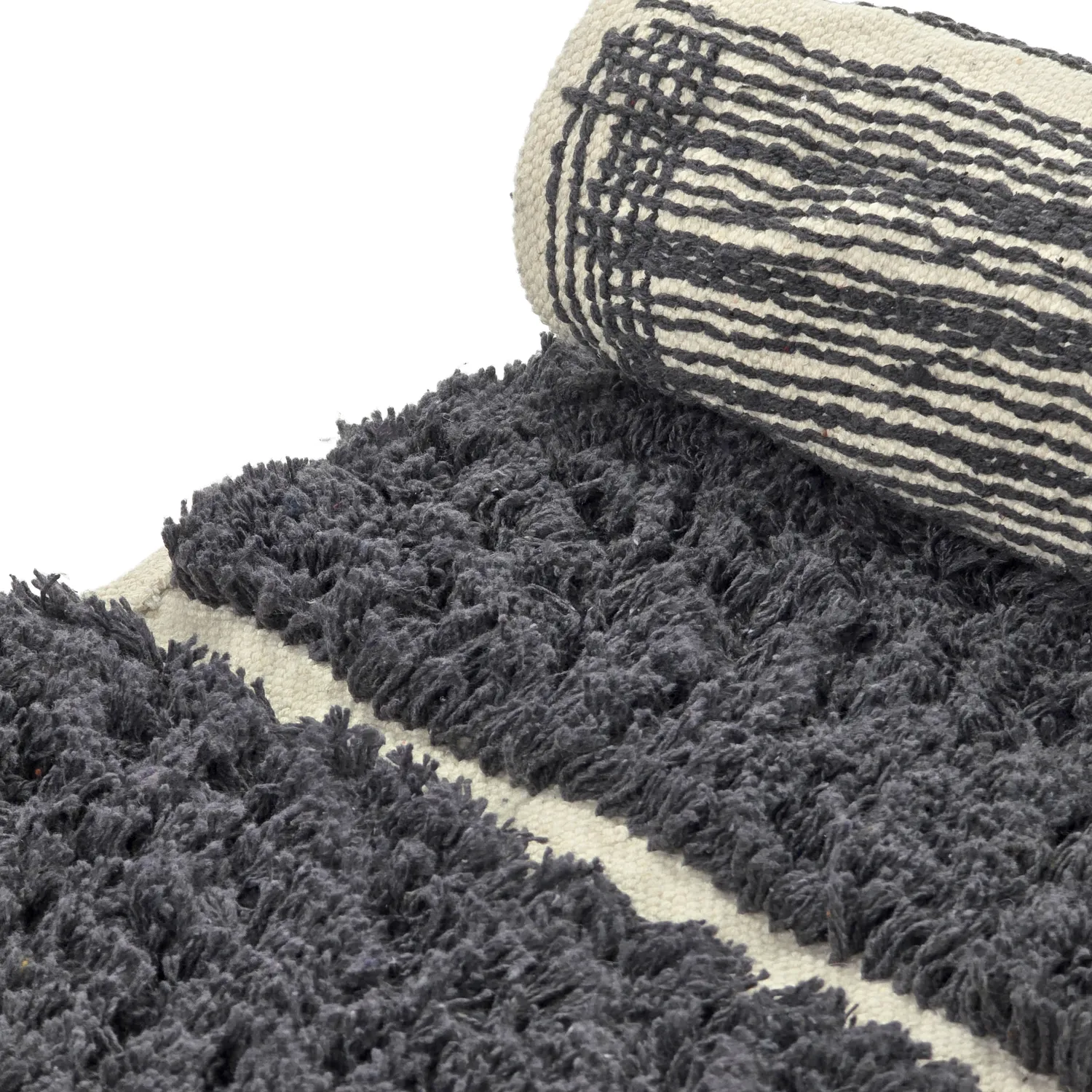 Round rug - Zola Natural Cotton Shaggy (dark grey)
