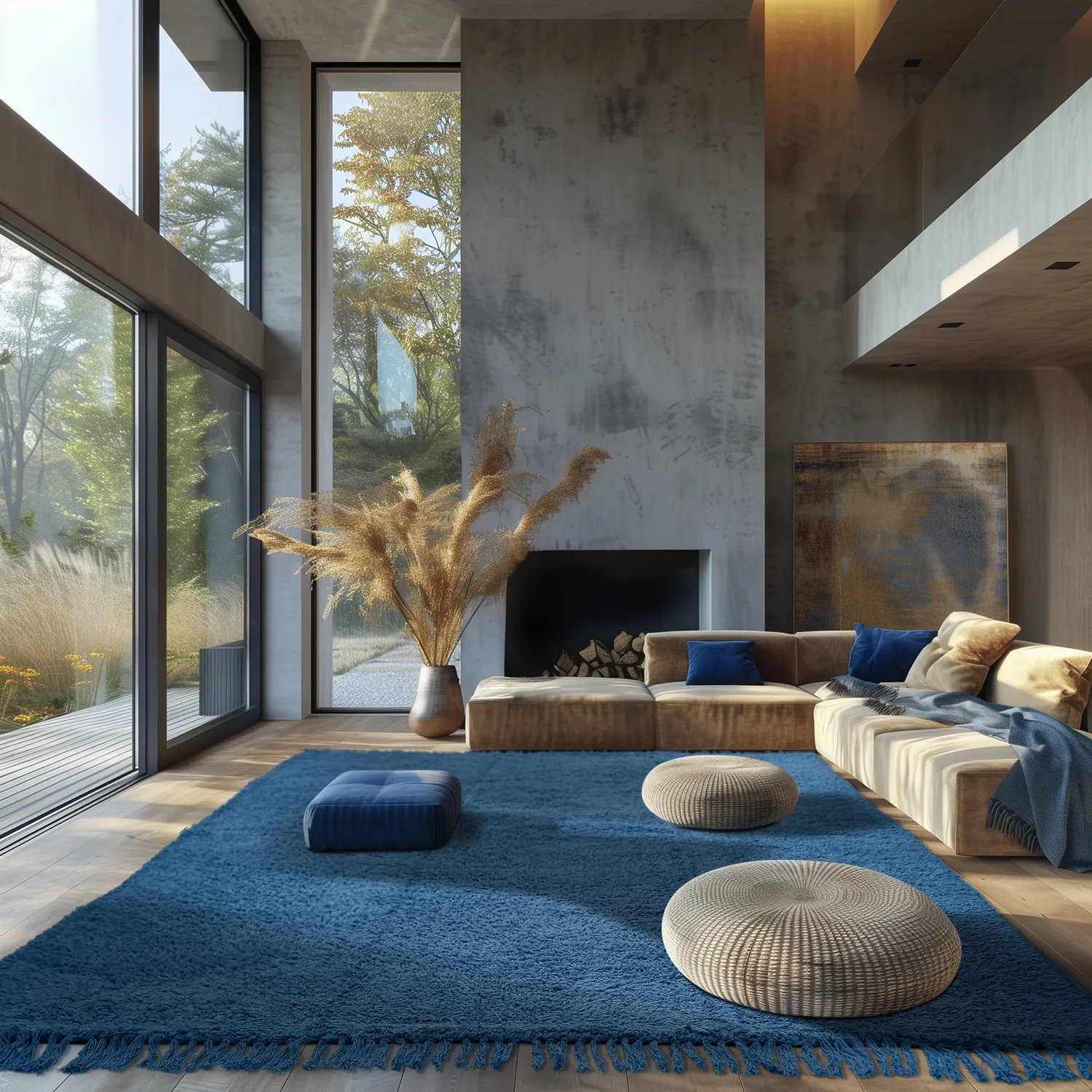 Shaggy rugs - Alba Natural Cotton Shaggy (blue)