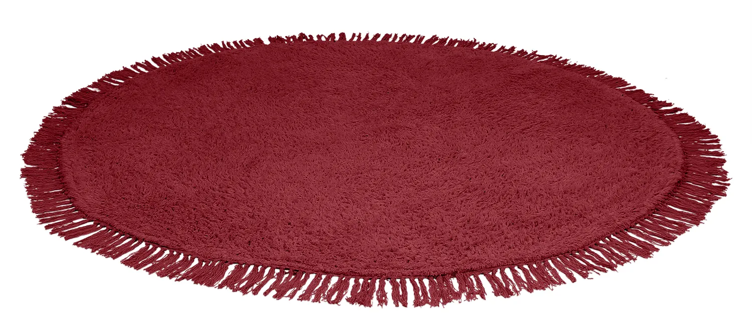Round rug - Alba Natural Cotton Shaggy (burgundy)