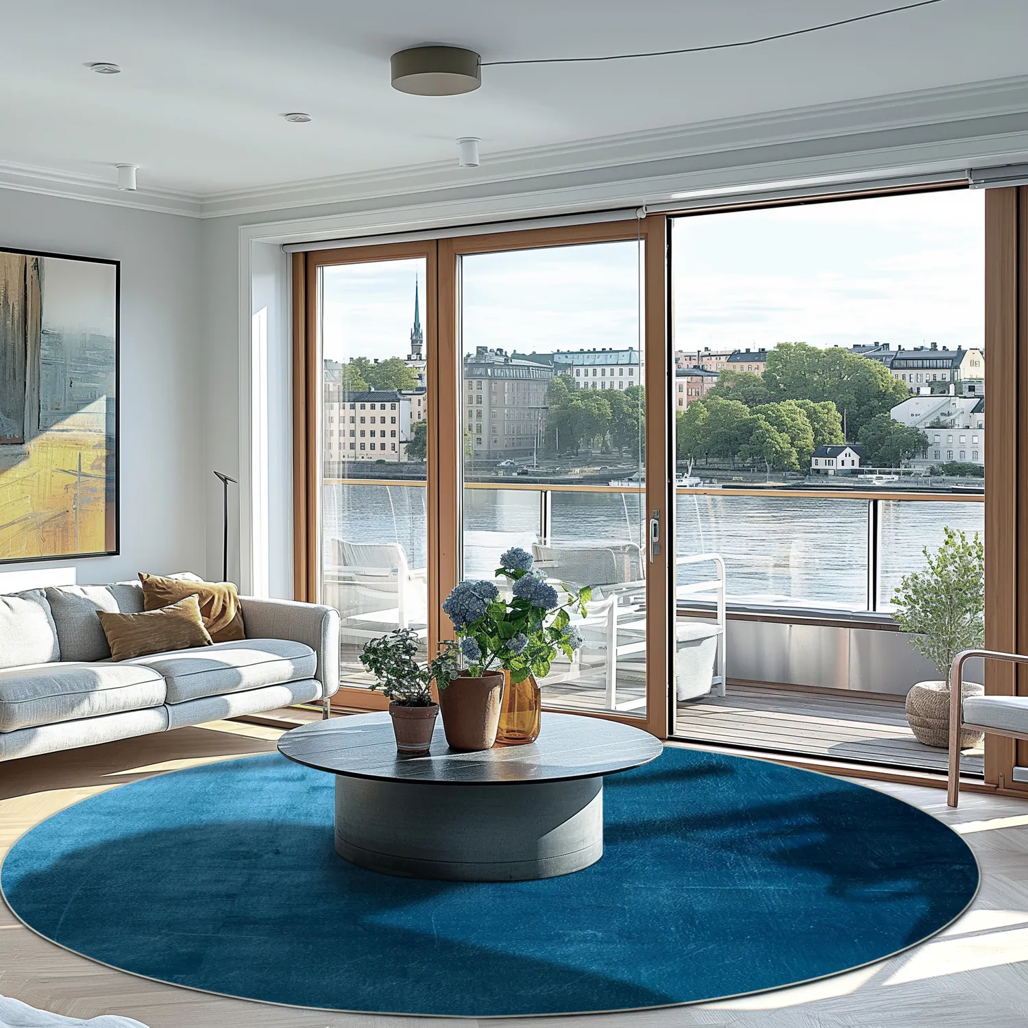 Round rug - Artena (dark blue)