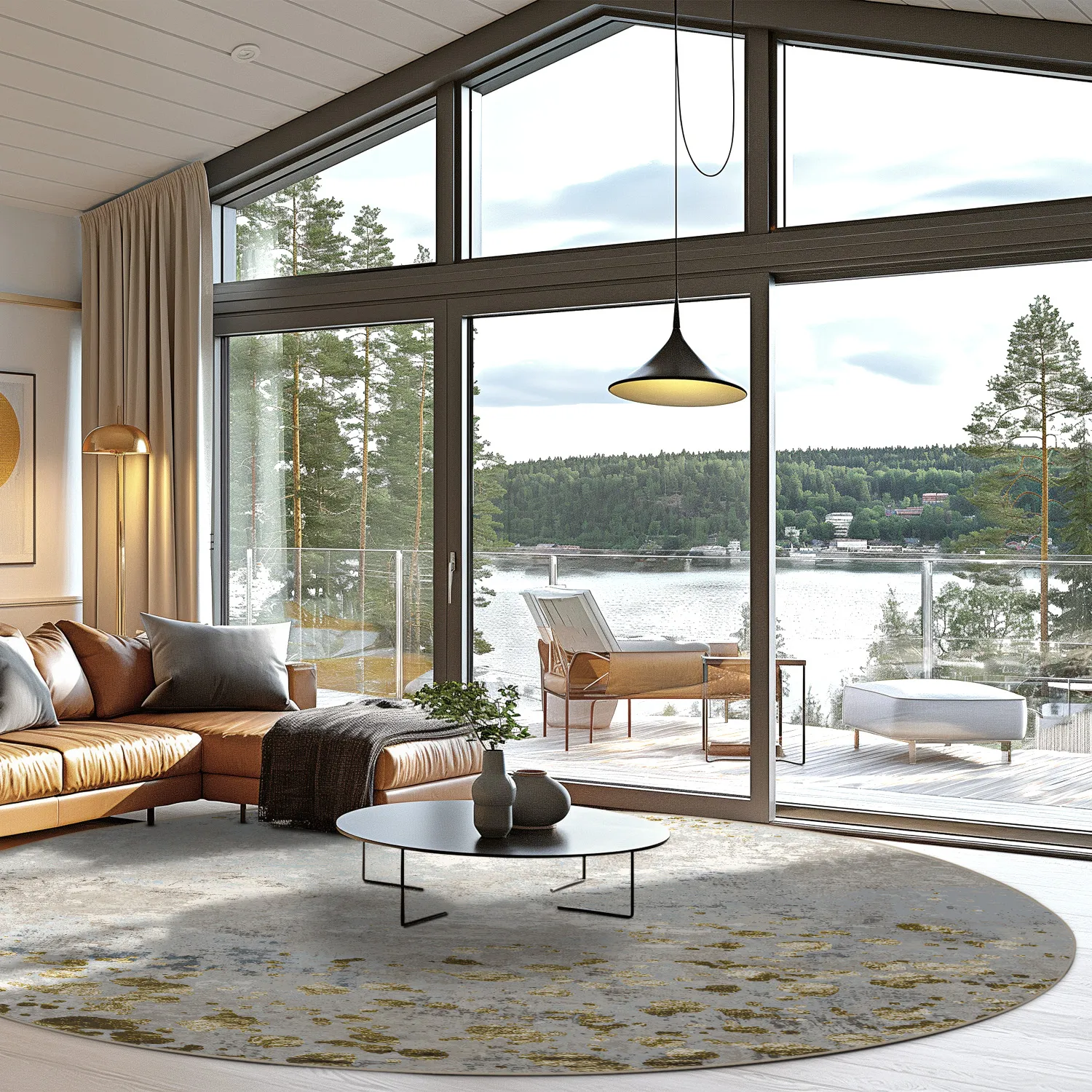 Round rug - Maude (grey/gold)