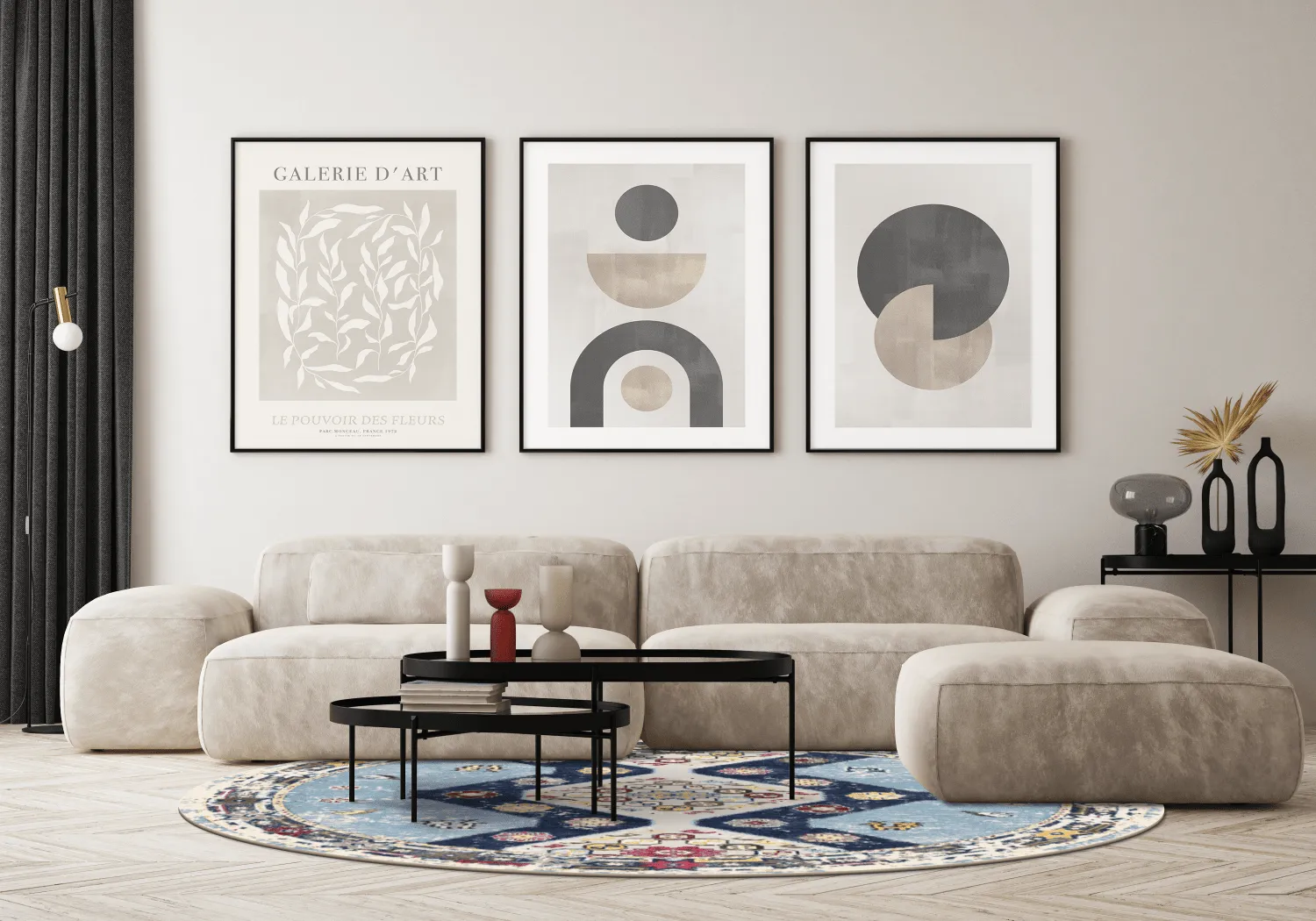 Round rug - Mazzarino (blue/multi)