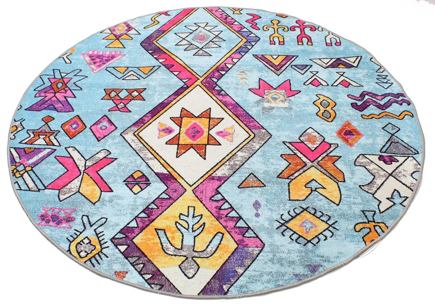 Round rug - Misare (blue/multi)